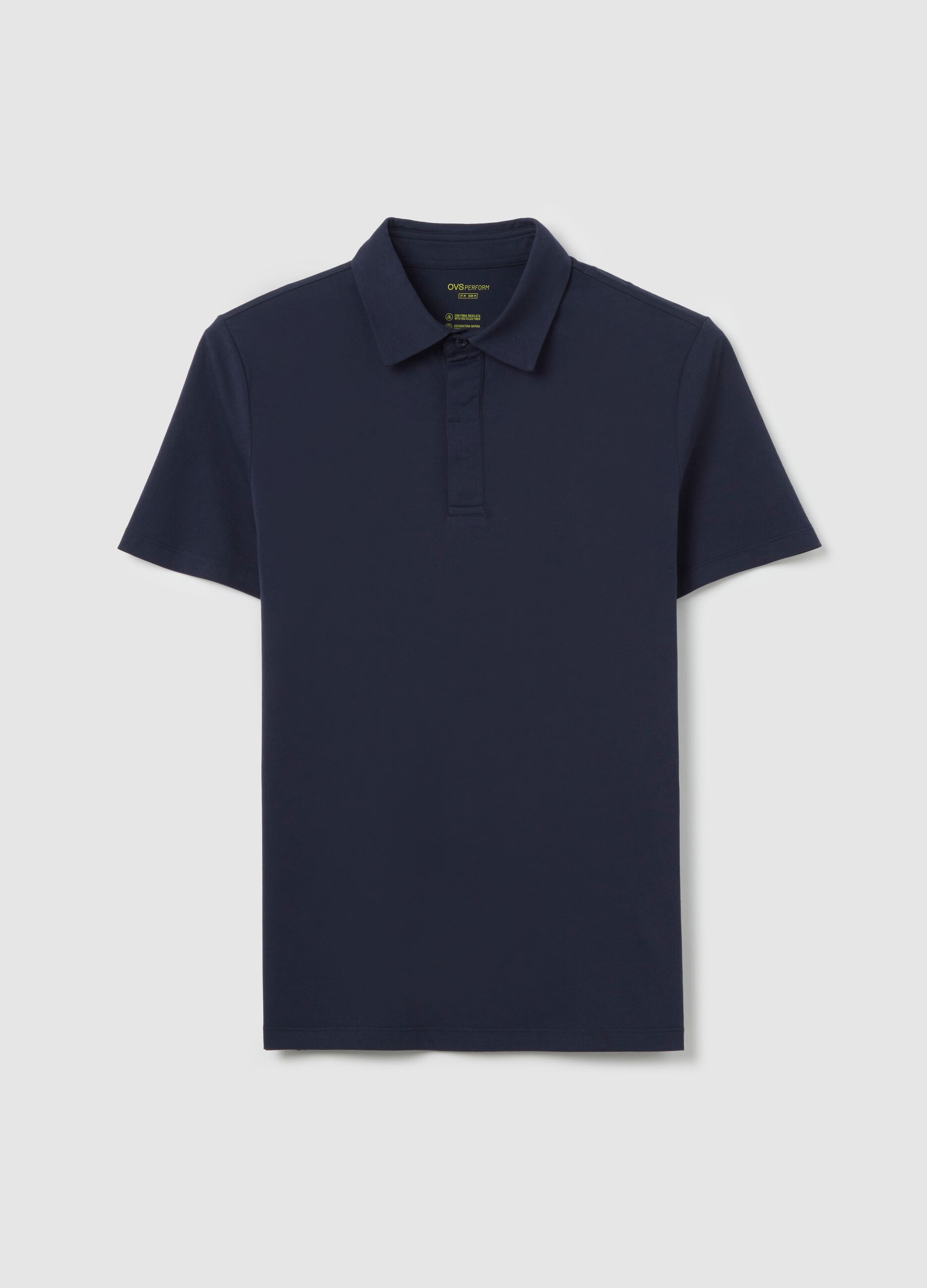 Polo blu in tessuto tecnico 