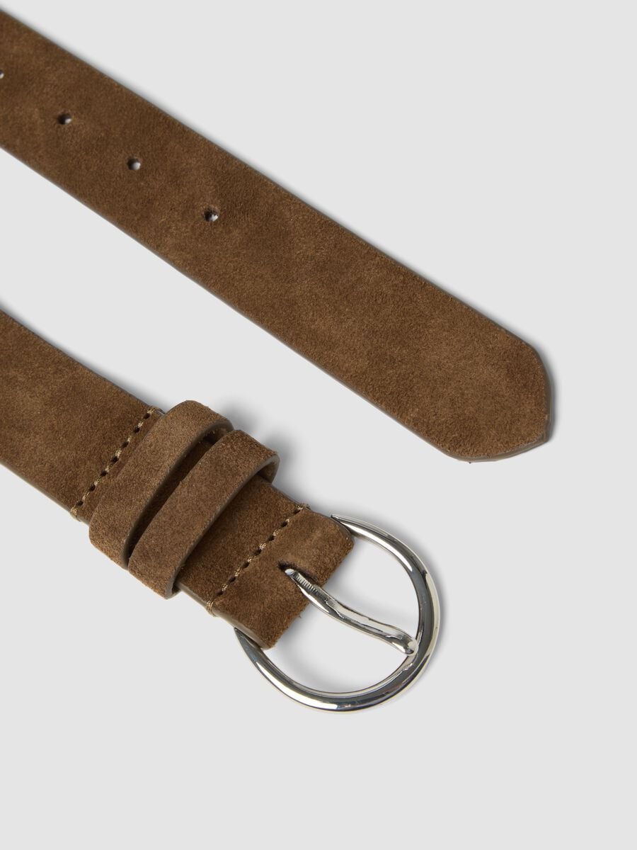 Cintura marrone in vera pelle con fibbia ovale_1