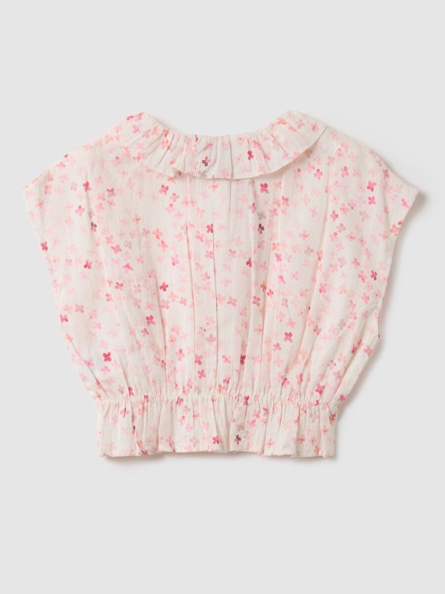Blusa in puro cotone multicolor da bambina slim fit con fiori_1