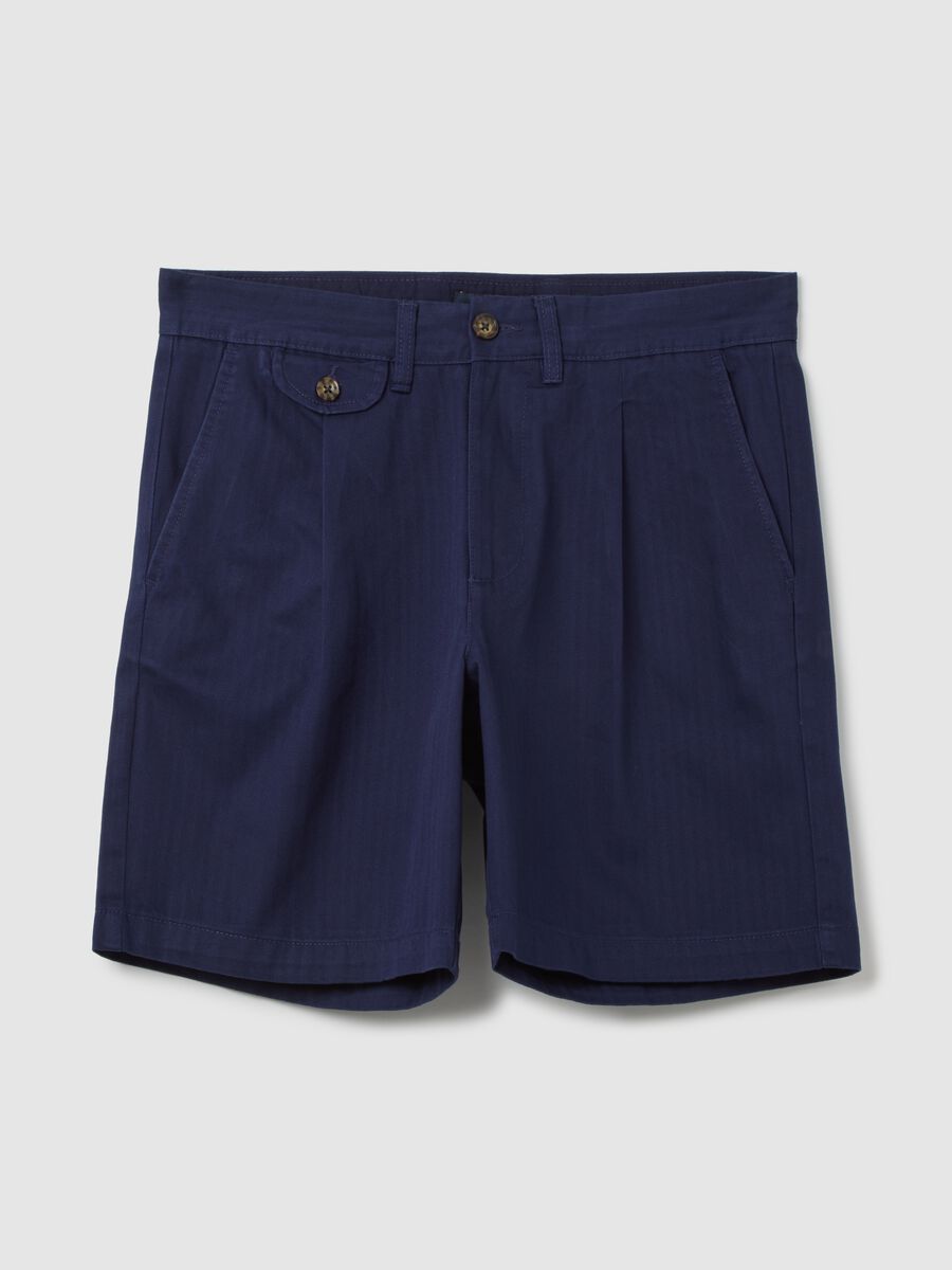 Blue Twill Cotton Shorts_0