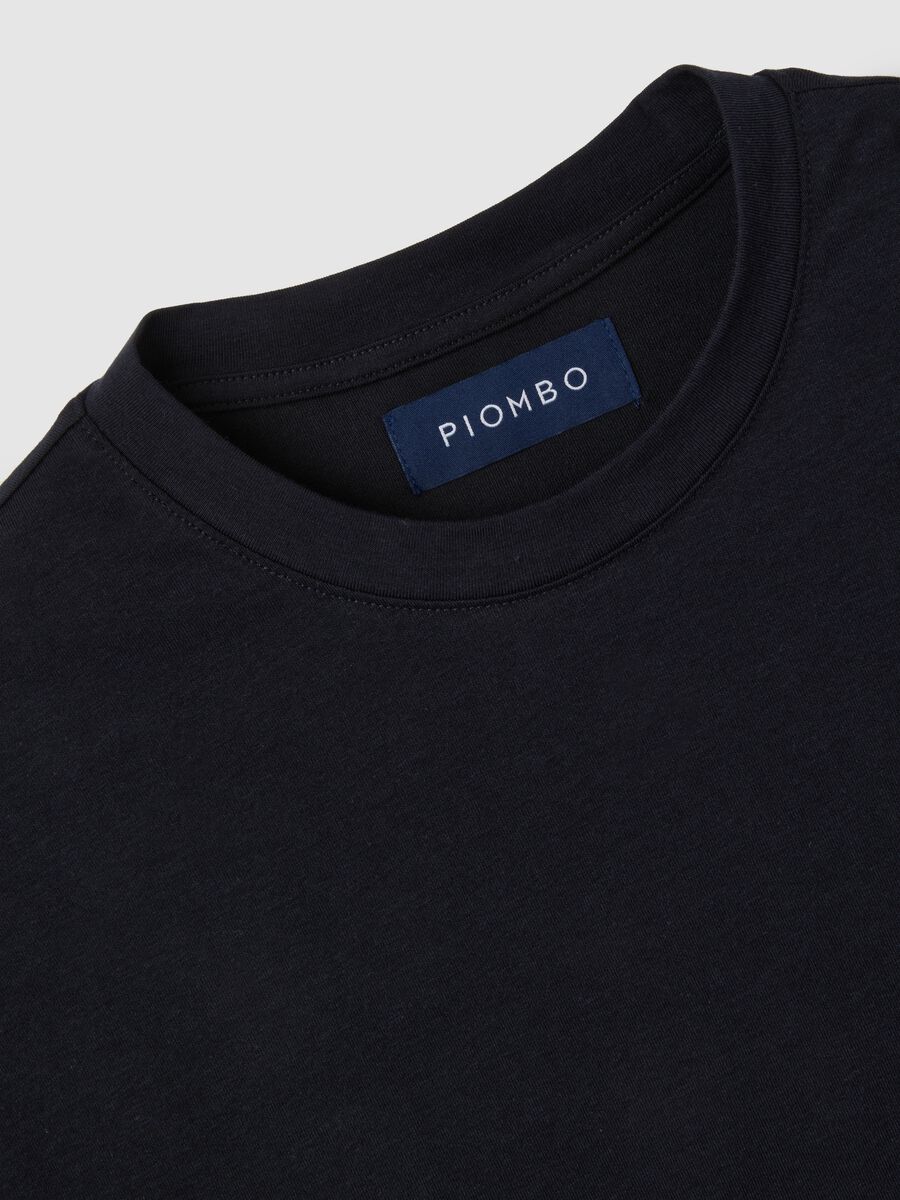 T-shirt in misto cotone blu regular fit_1