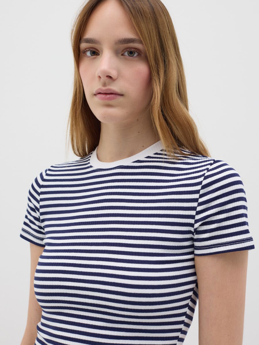 Women’s multicoloured fitted T-shirt in stretch cotton_3