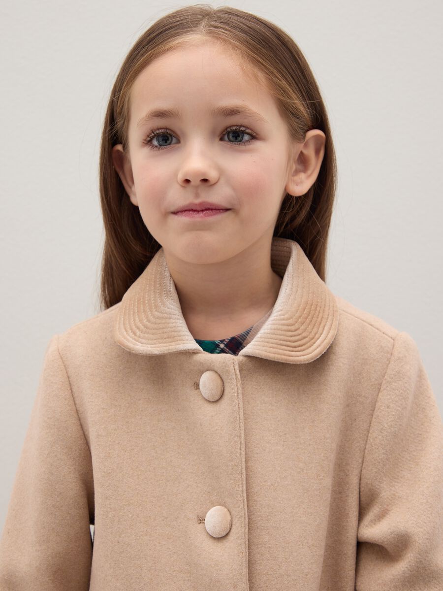 Girls' beige regular fit coat with buttons_2
