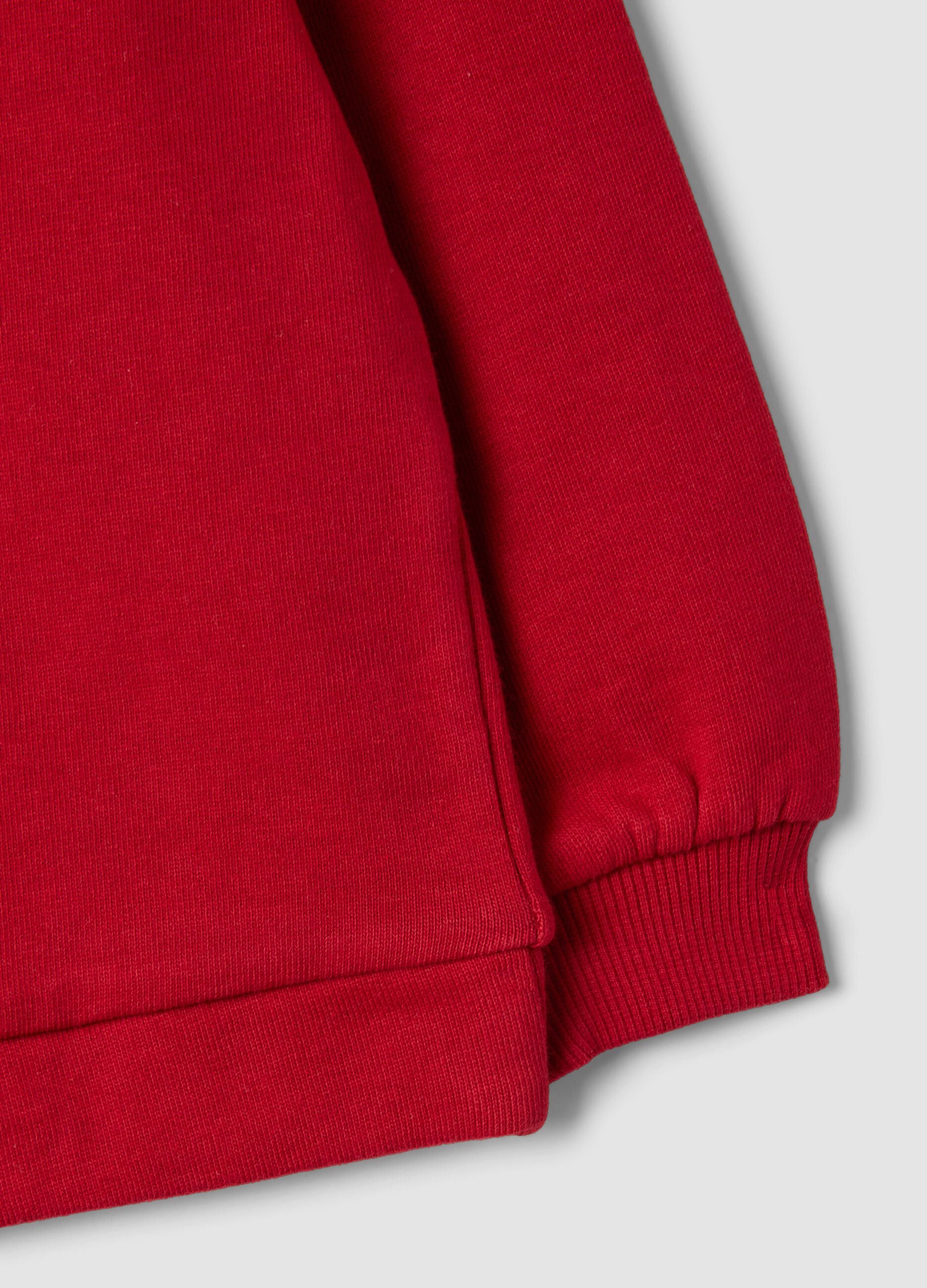 Red pure cotton crew-neck sweatshirt with teddy bear print for baby girl