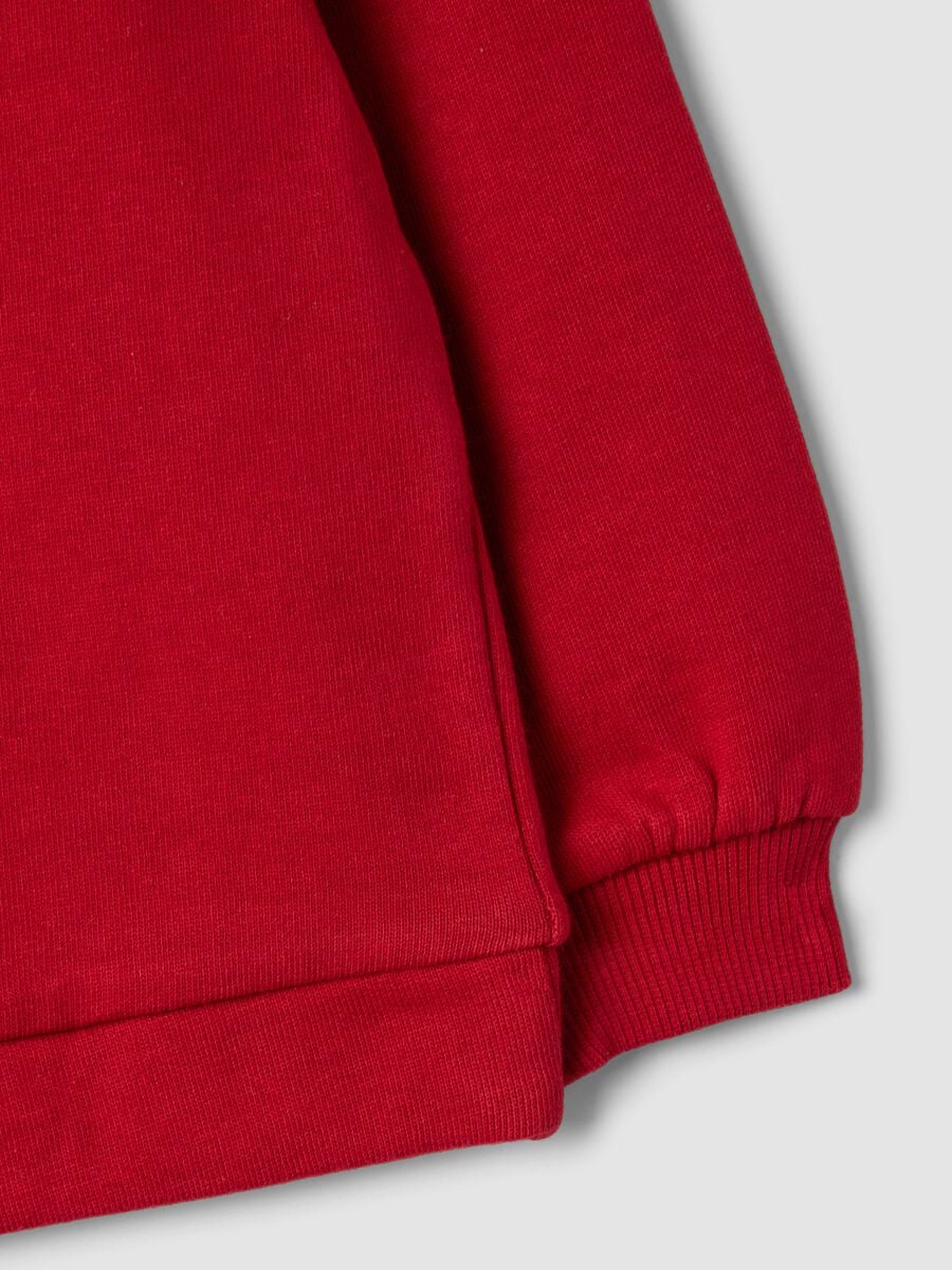 Red pure cotton crew-neck sweatshirt with teddy bear print for baby girl_3