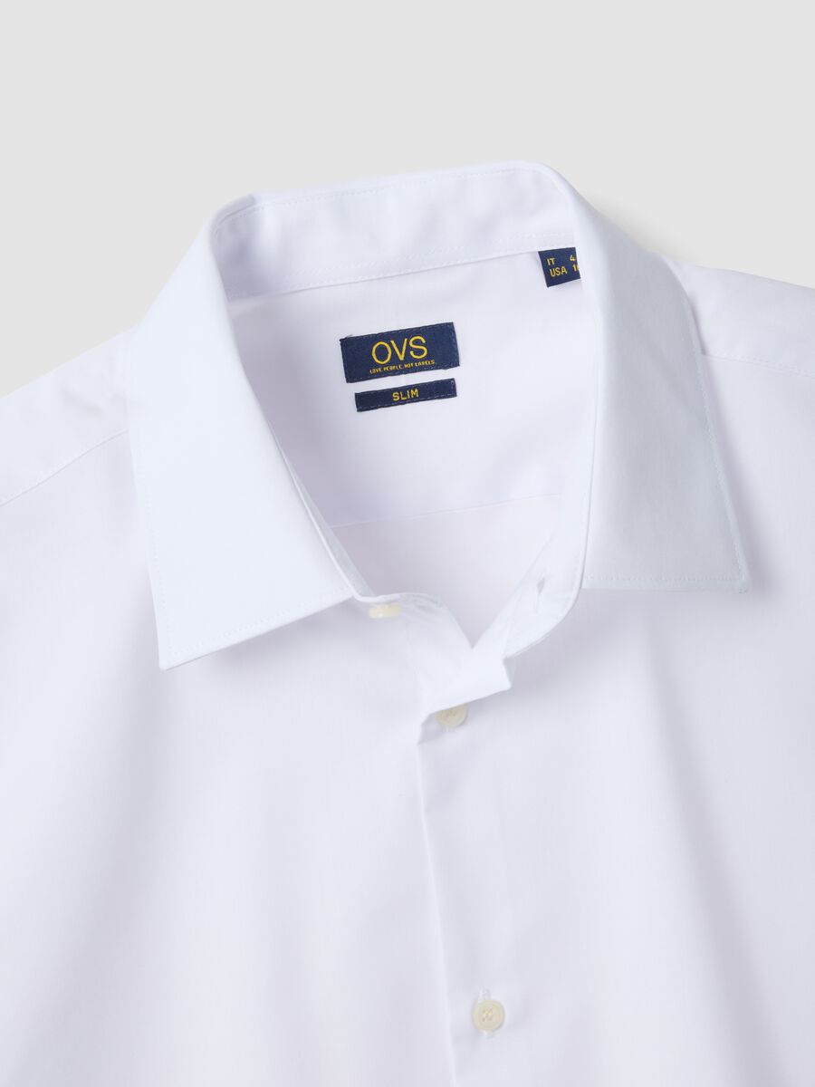 Camicia a maniche lunghe in misto cotone bianca slim fit easy iron_5