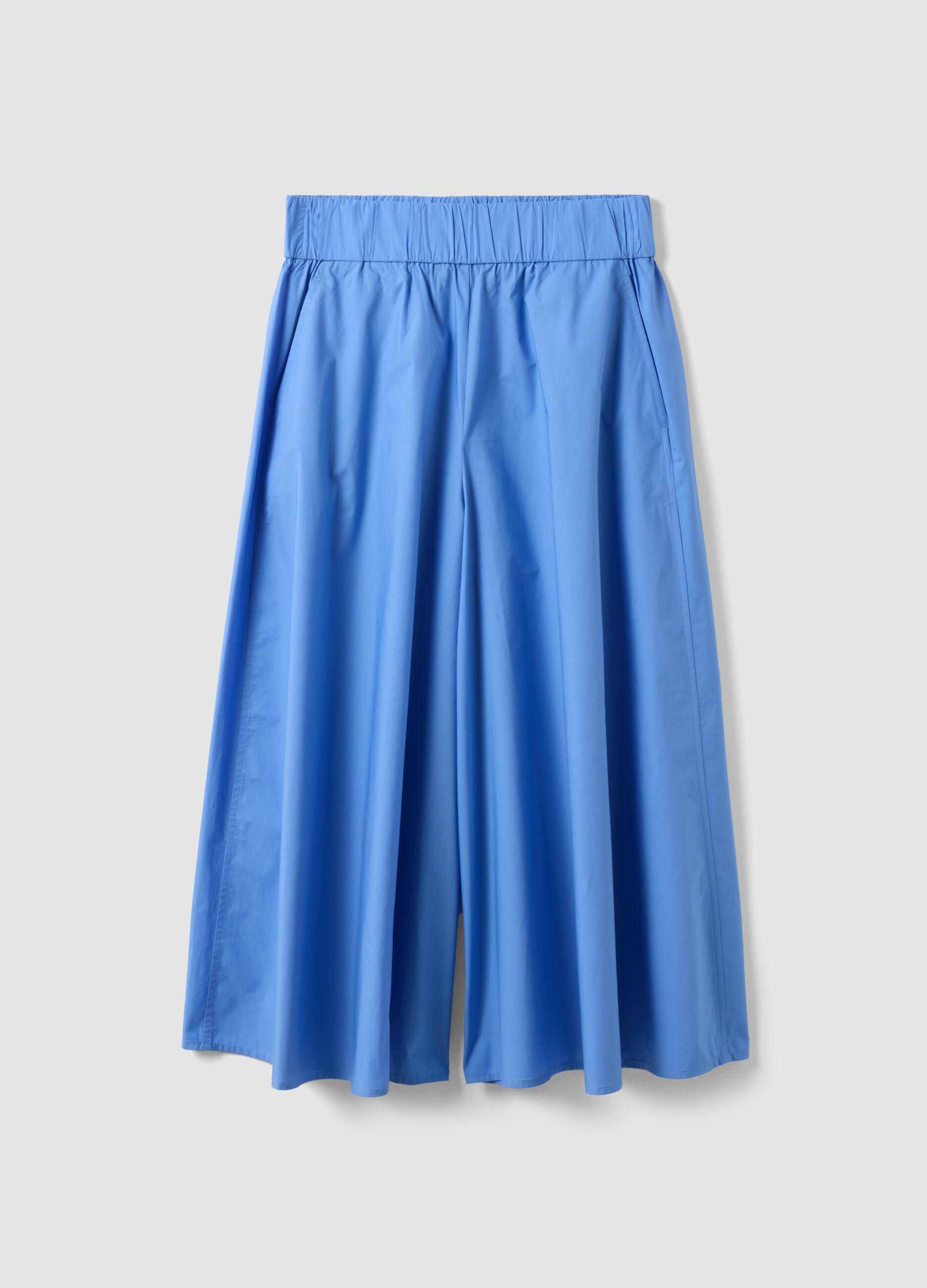 Long sky-blue skirt in pure cotton