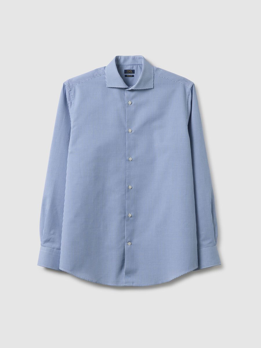 Light blue checked pure cotton regular fit easy iron shirt_4
