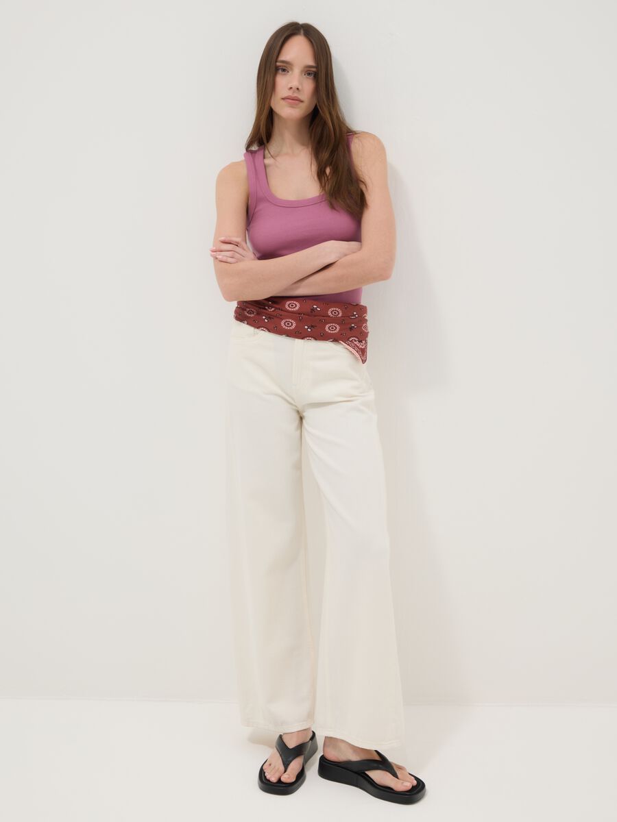 Tank top rosa in cotone elasticizzato fitted_2