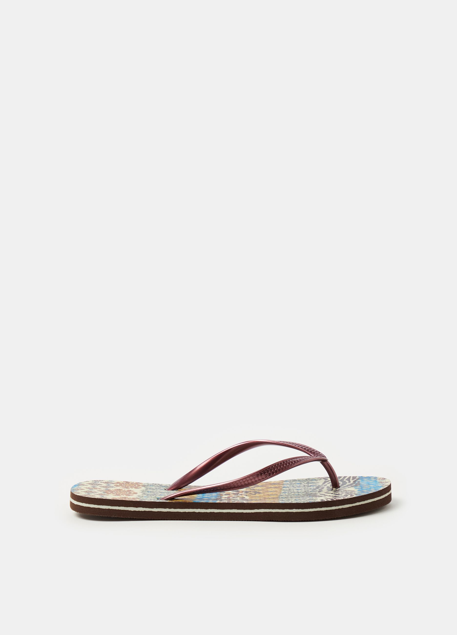 Thong sandals with print