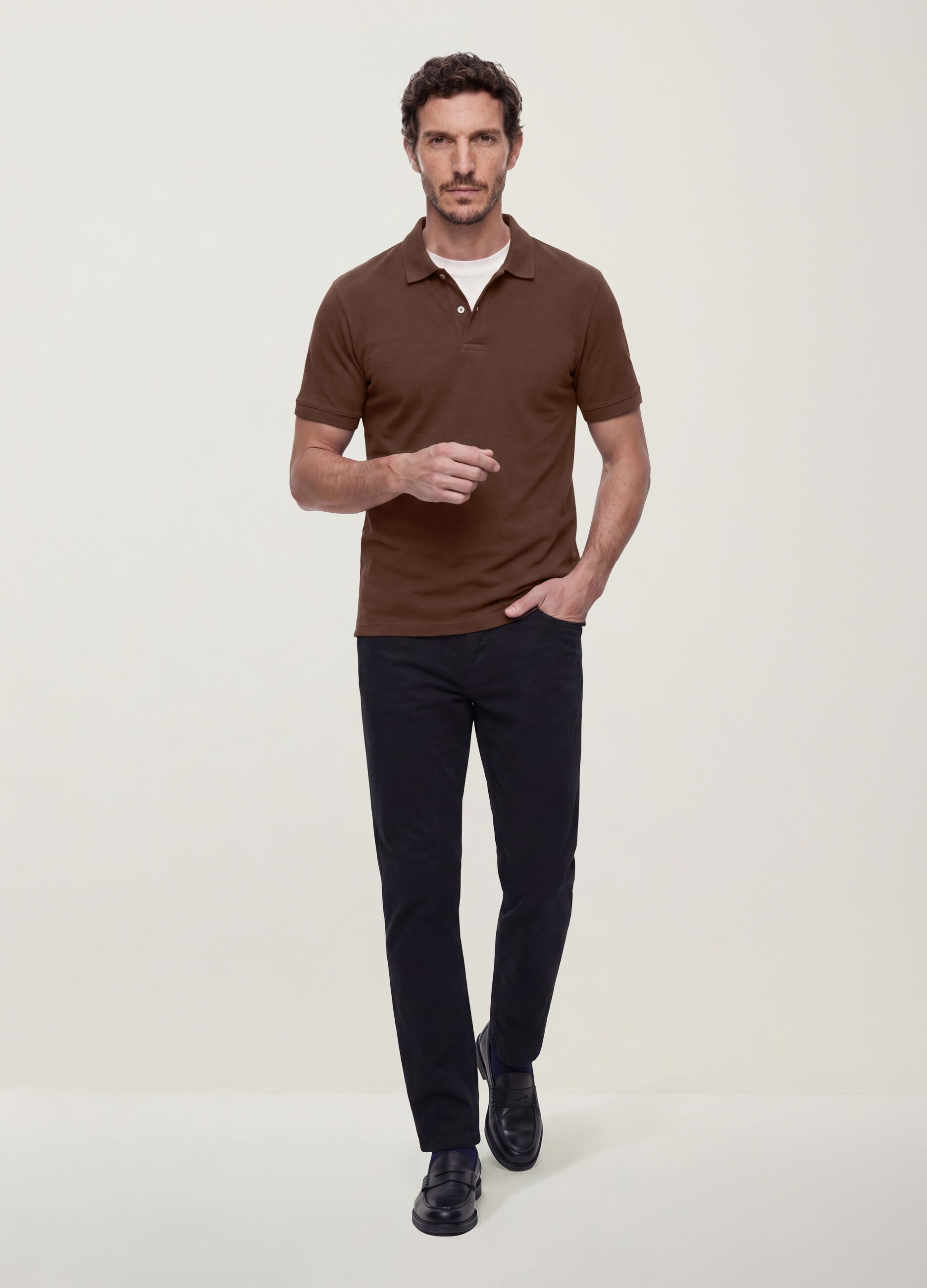 Pantaloni neri in twill di cotone elasticizzato slim fit