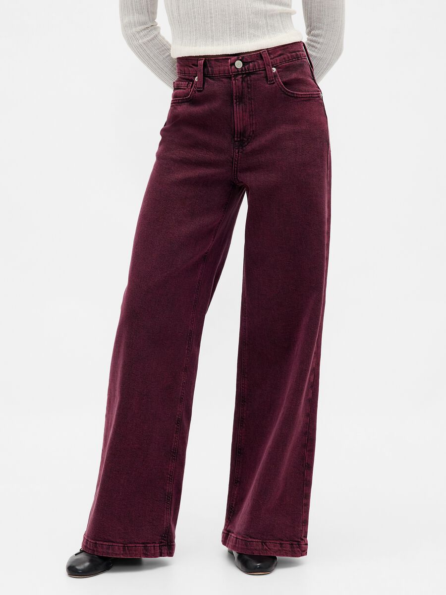 Purple wide-leg trousers in stretch cotton_1