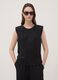 Blusa nera smanicata con texture pliss&eacute; regular fit_0