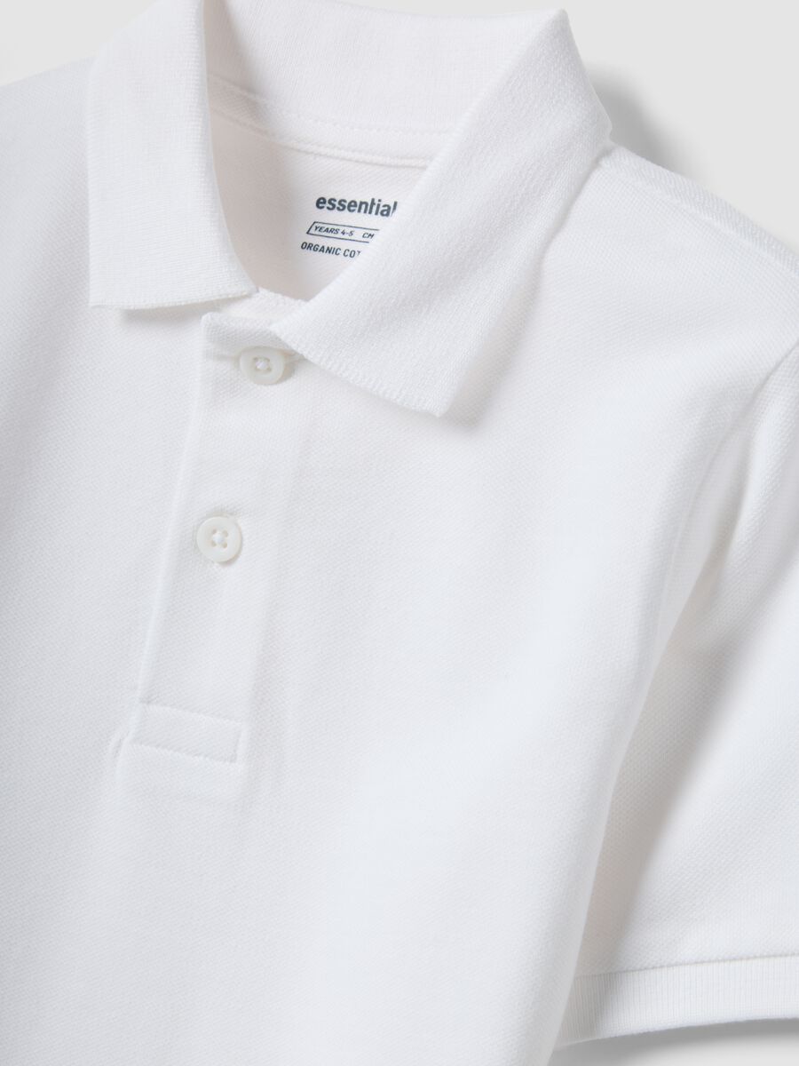 Polo in puro cotone biologico bianca da bambino regular fit_2