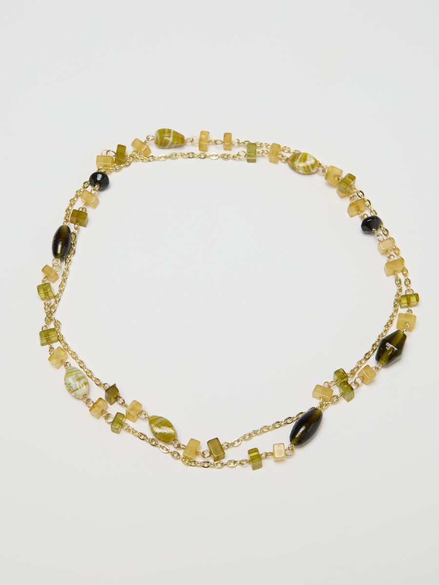 Long gold chain necklace with stones_1