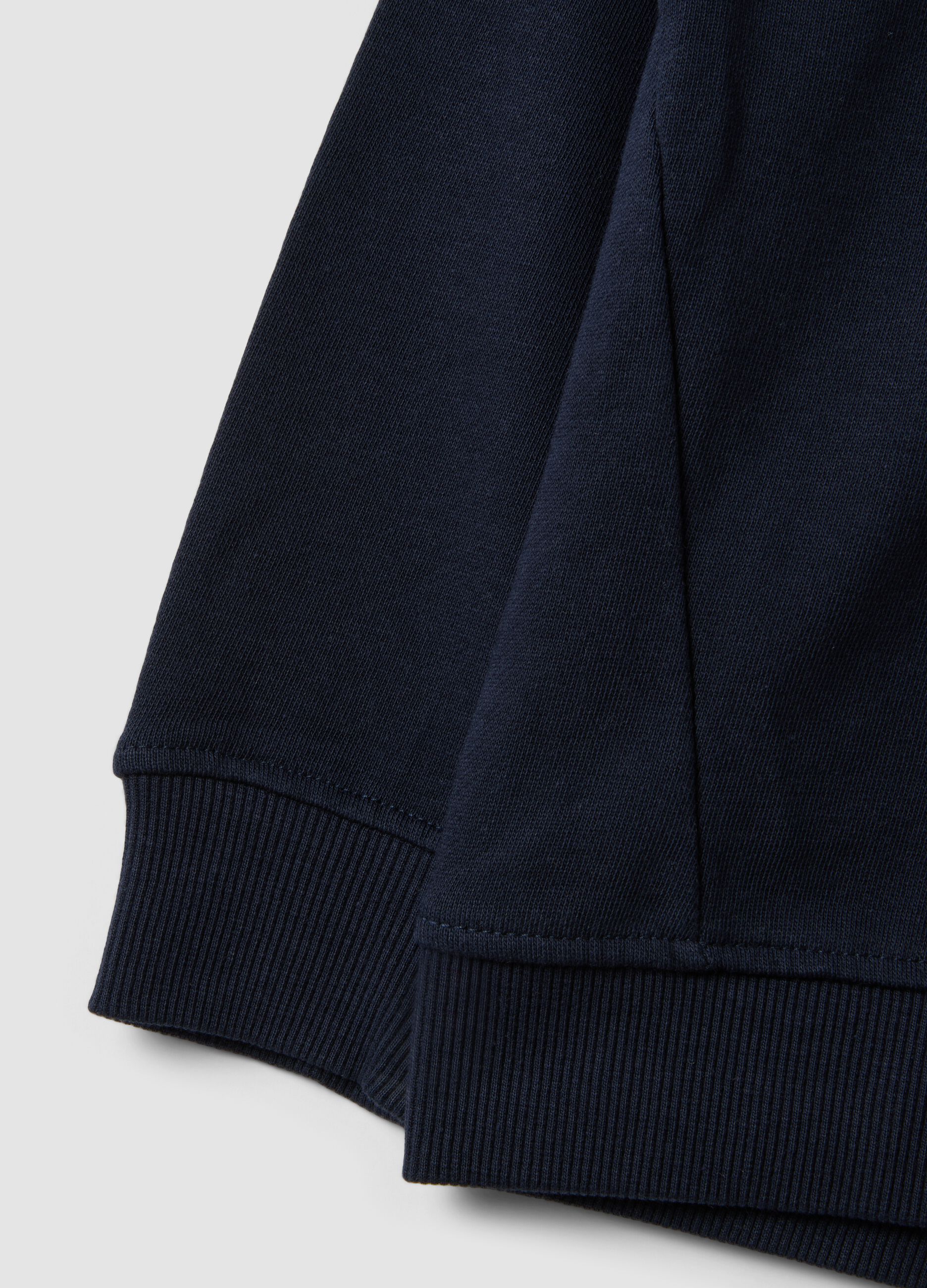 Blue 100% cotton hoodie with front print for boys