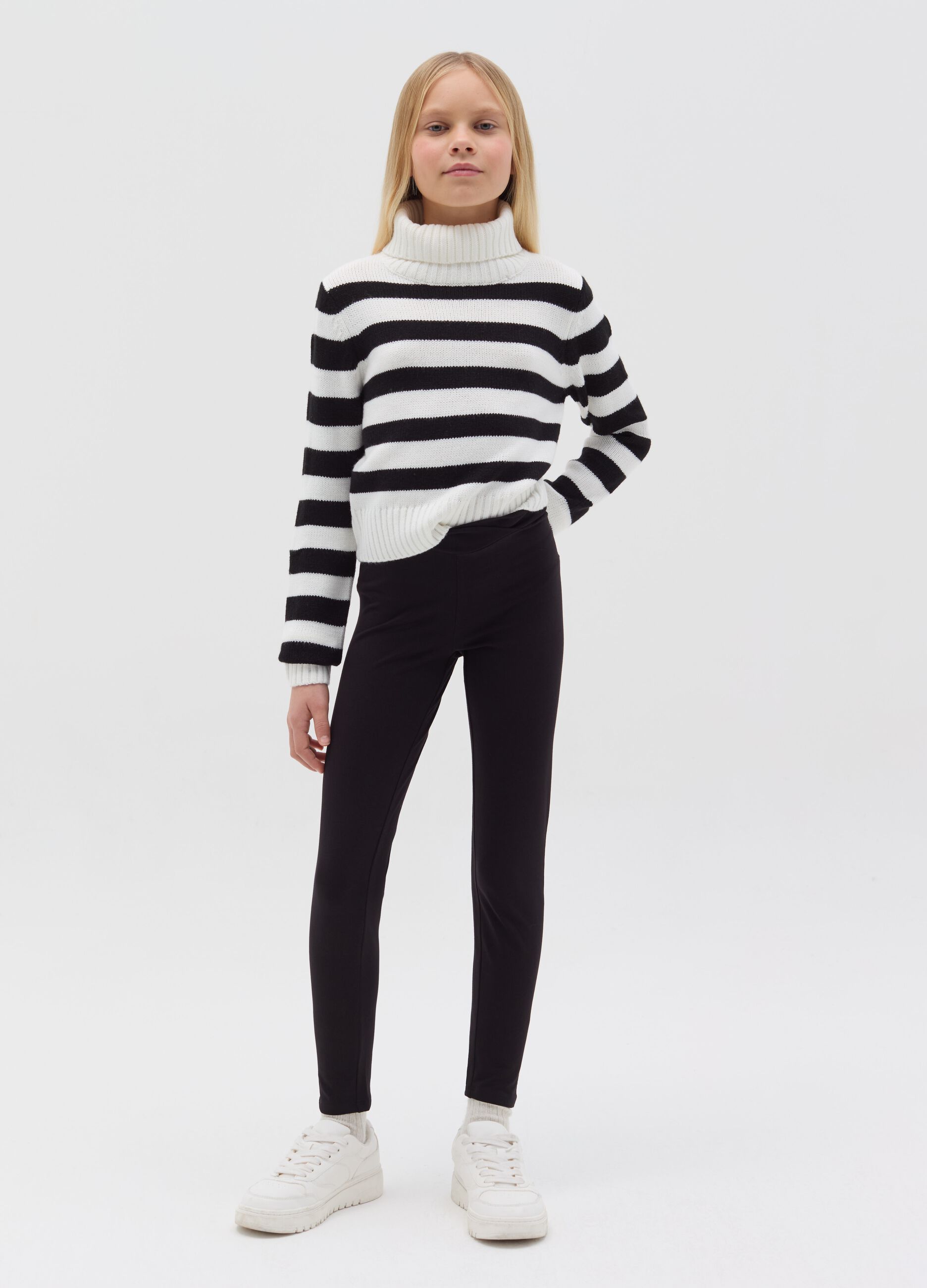 Stretch cotton crop leggings