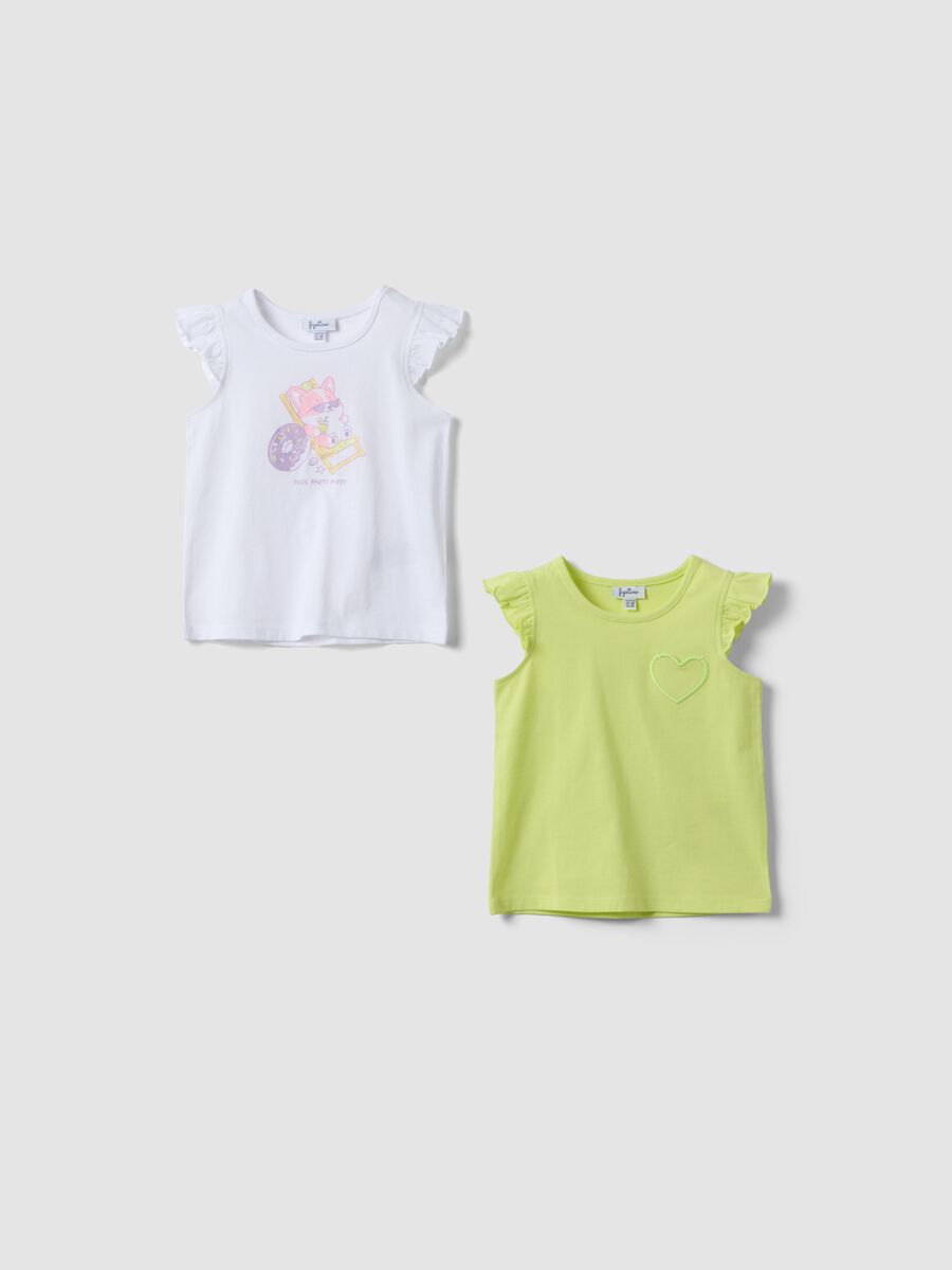 2-pack yellow pure cotton tank tops with ruffles_0