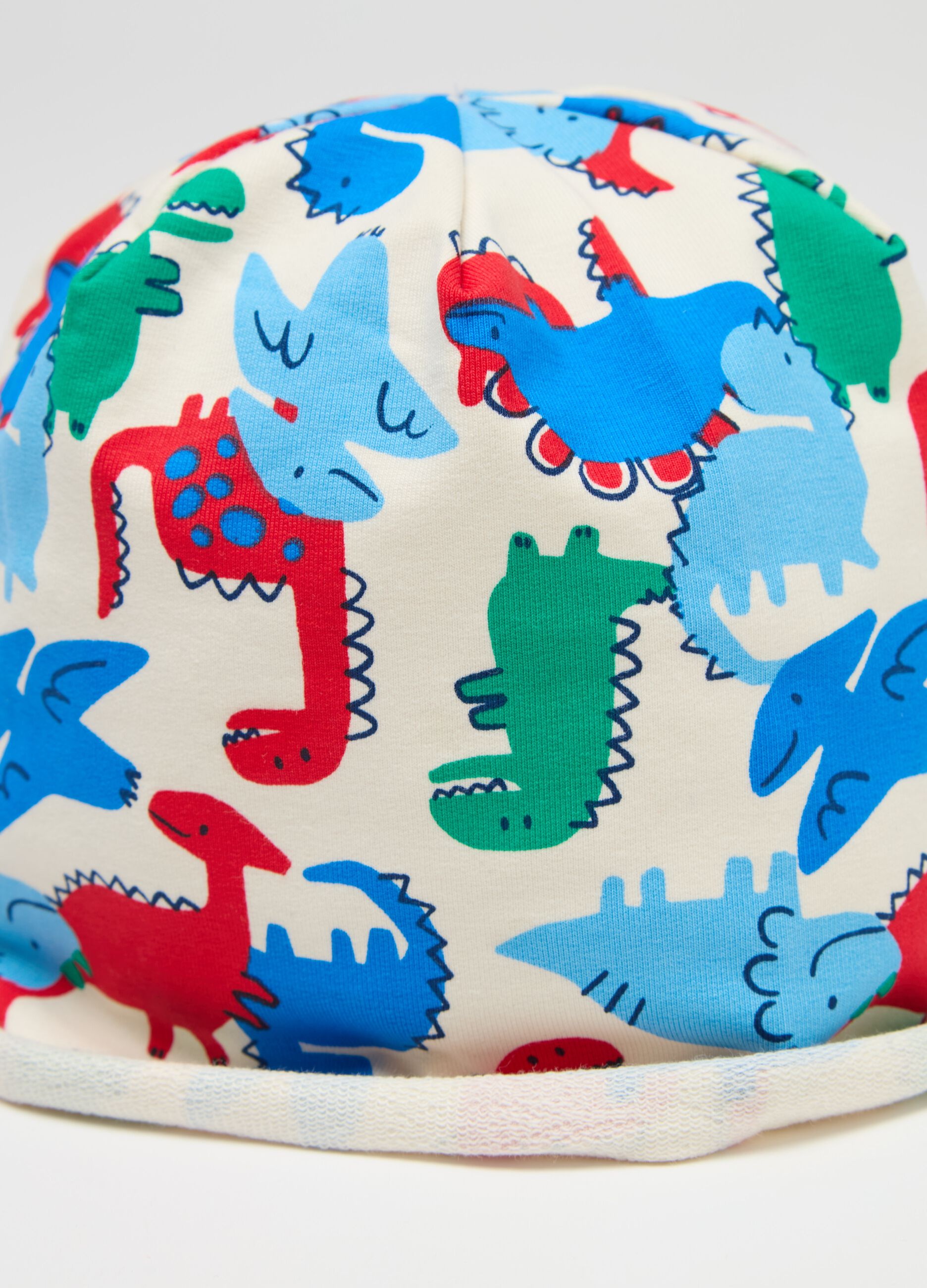 French terry hat with dinosaurs print