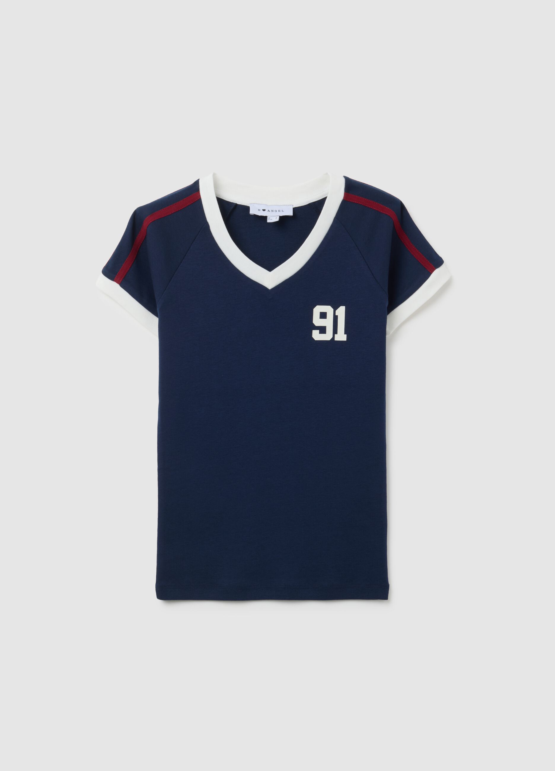 Fitted multicolour pure cotton T-shirt