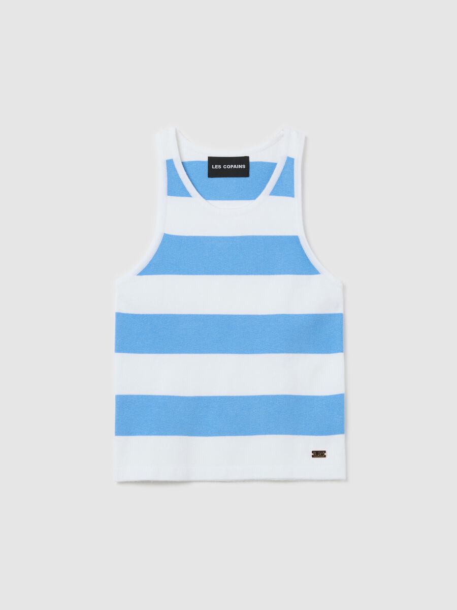 White and light blue striped tank top_4