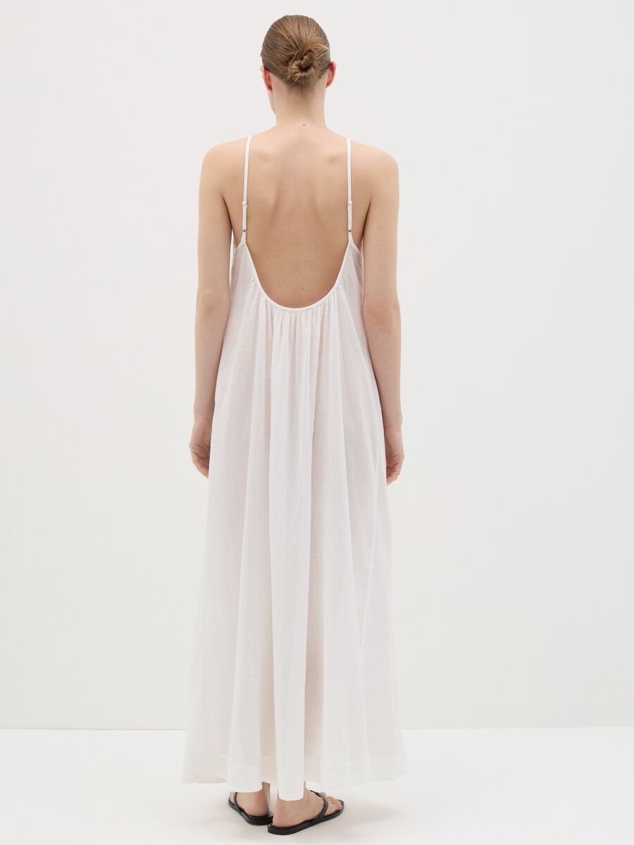 Women's full-length white dress in 100% cotton_3