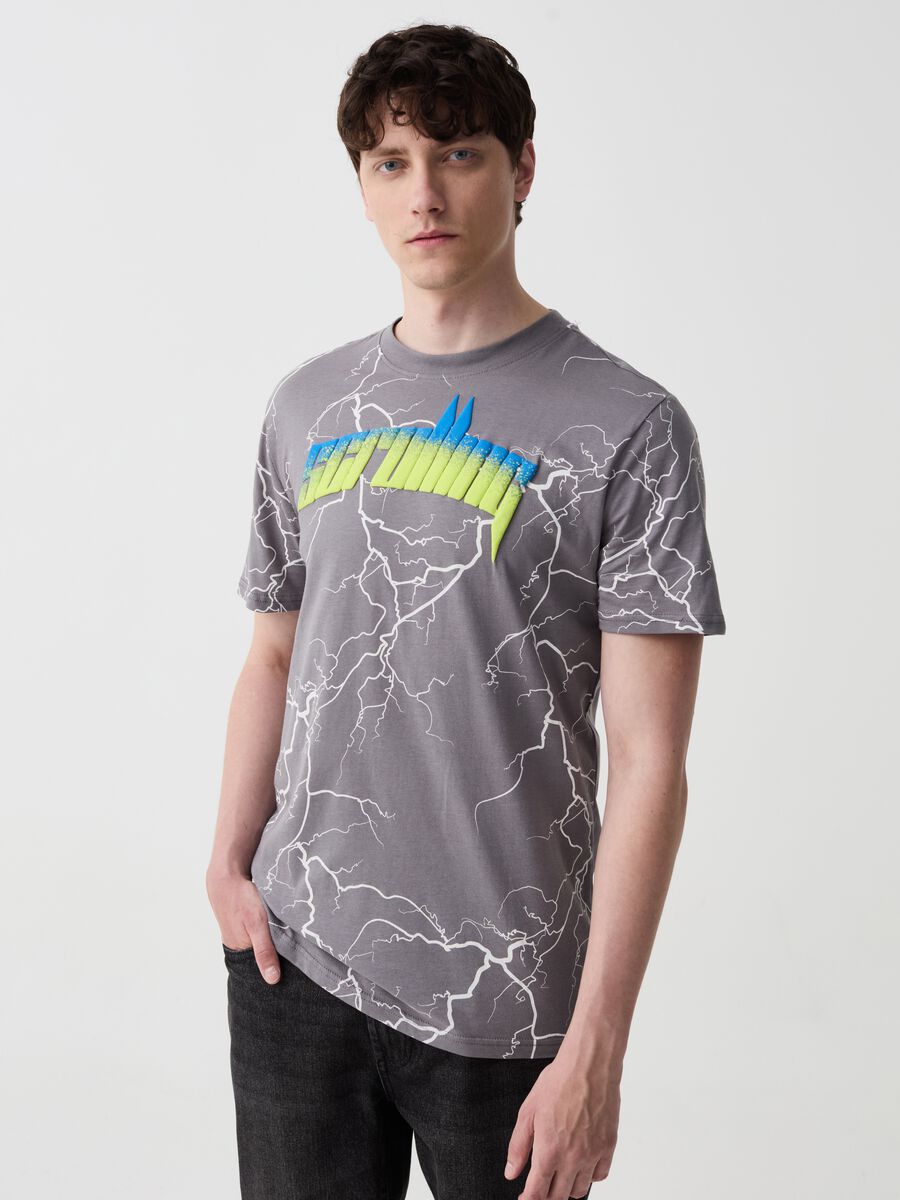 T-shirt with lightning and lettering print_0