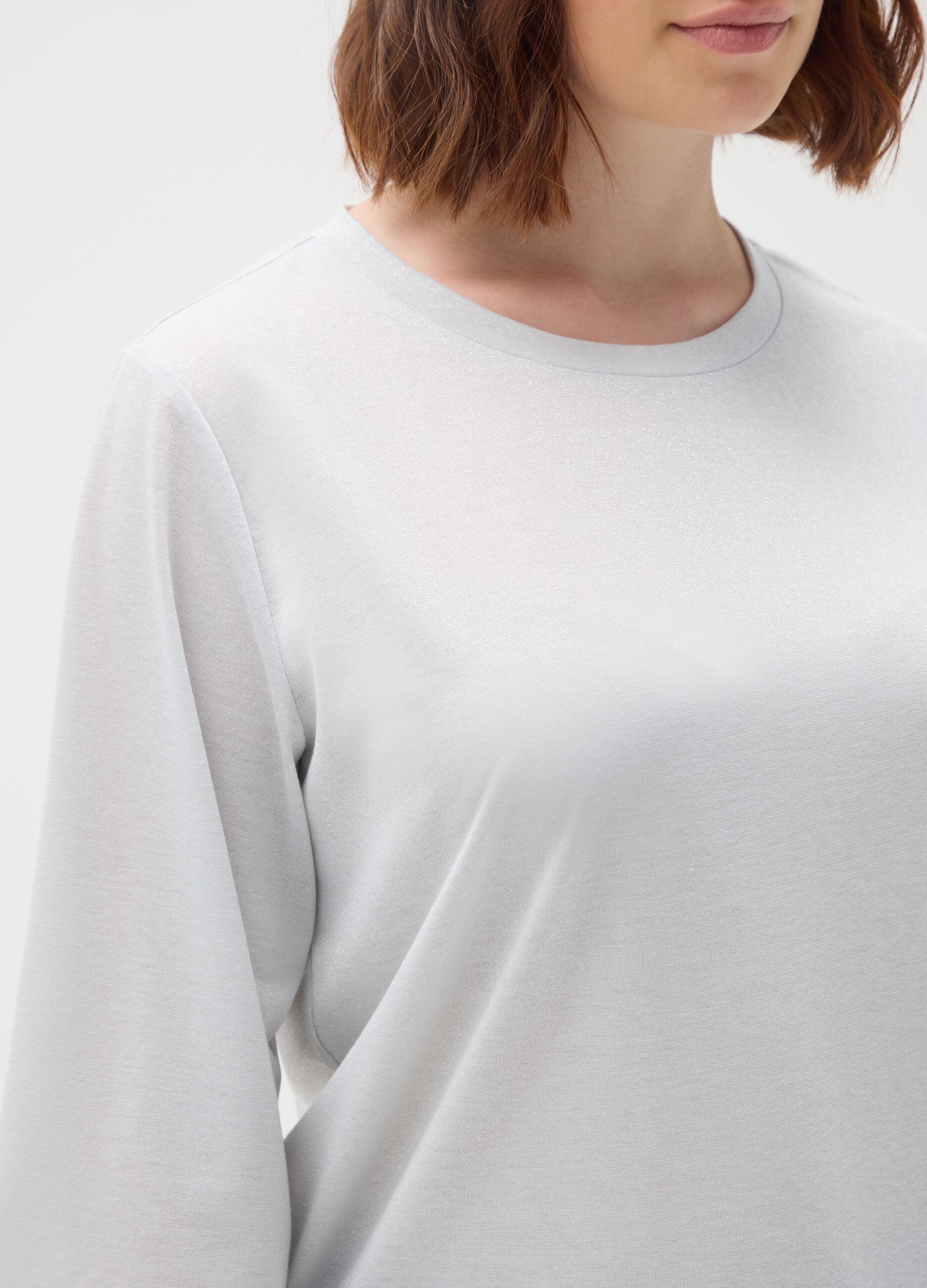 Grey stretch fabric regular fit t-shirt