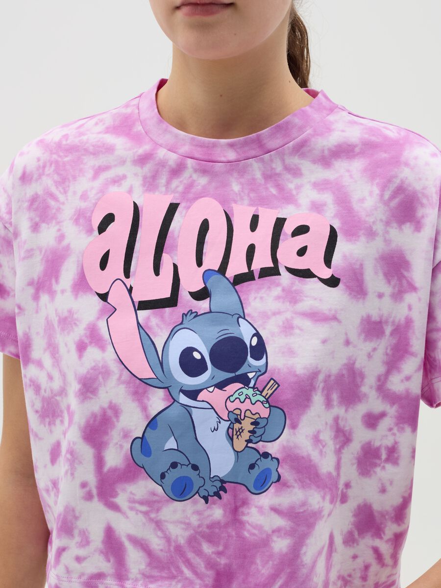 Tie-dye T-shirt with Stitch print_3