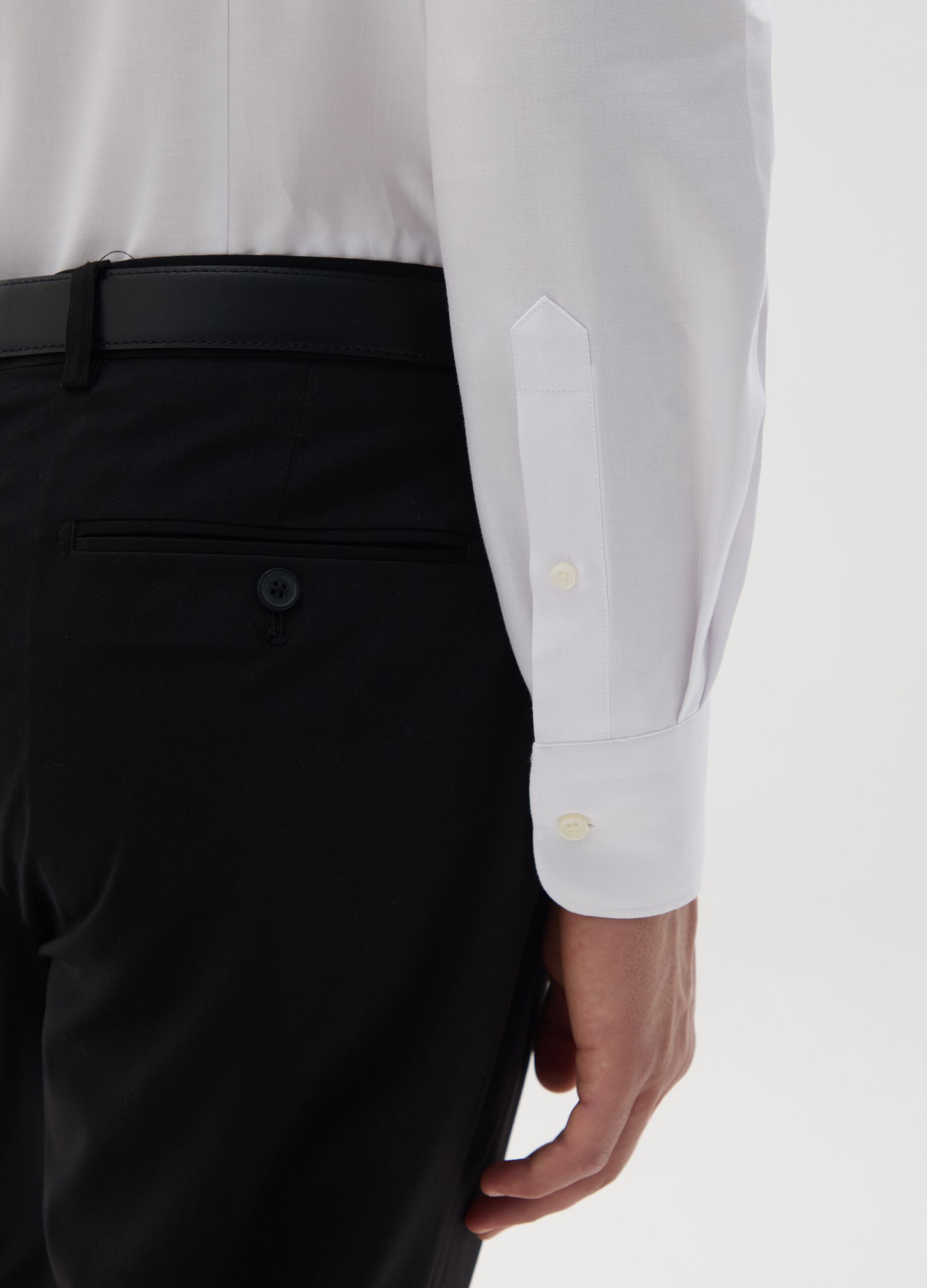 Men's white slim fit pure cotton shirt, easy iron