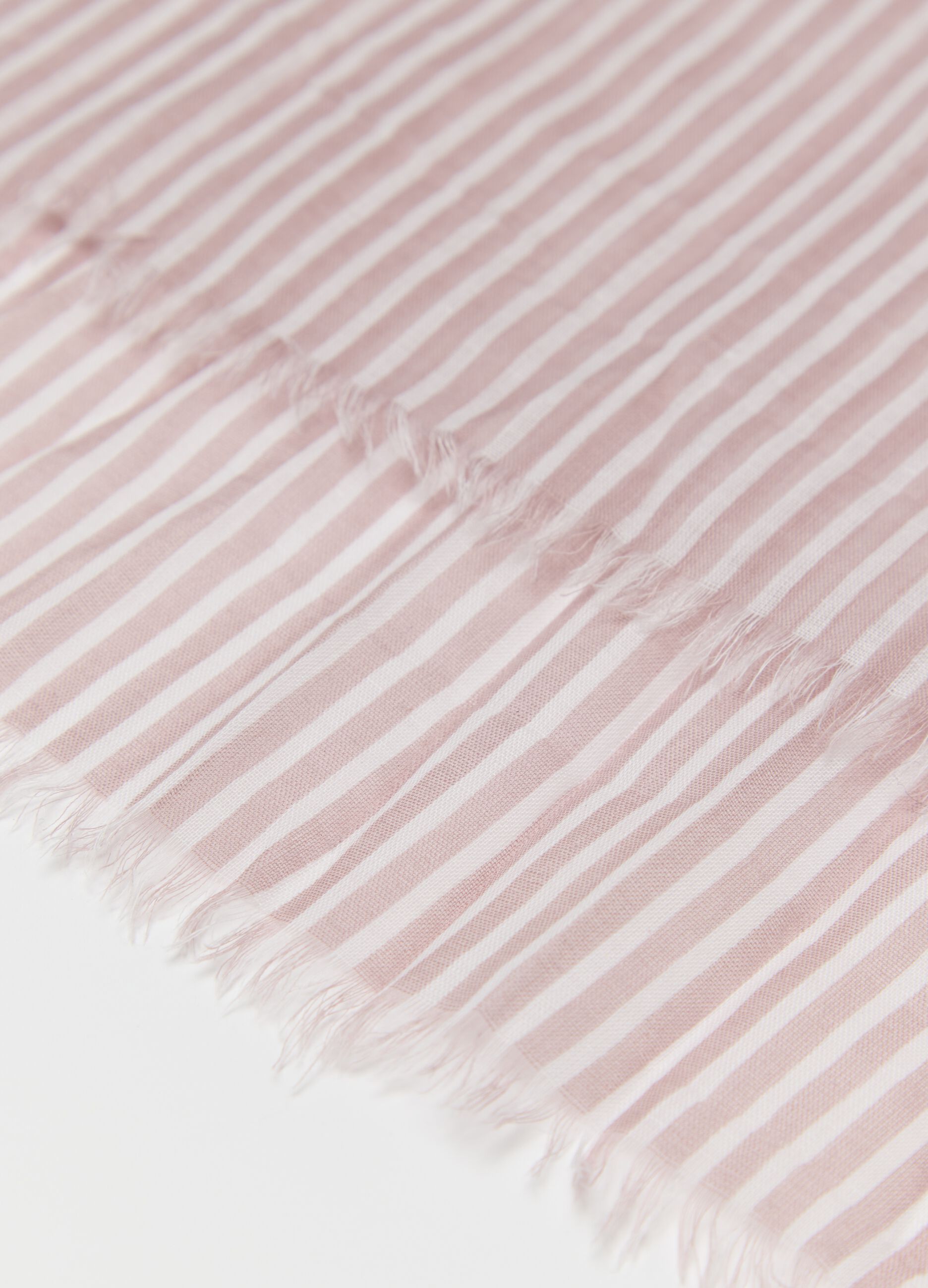Powder pink striped cotton scarf