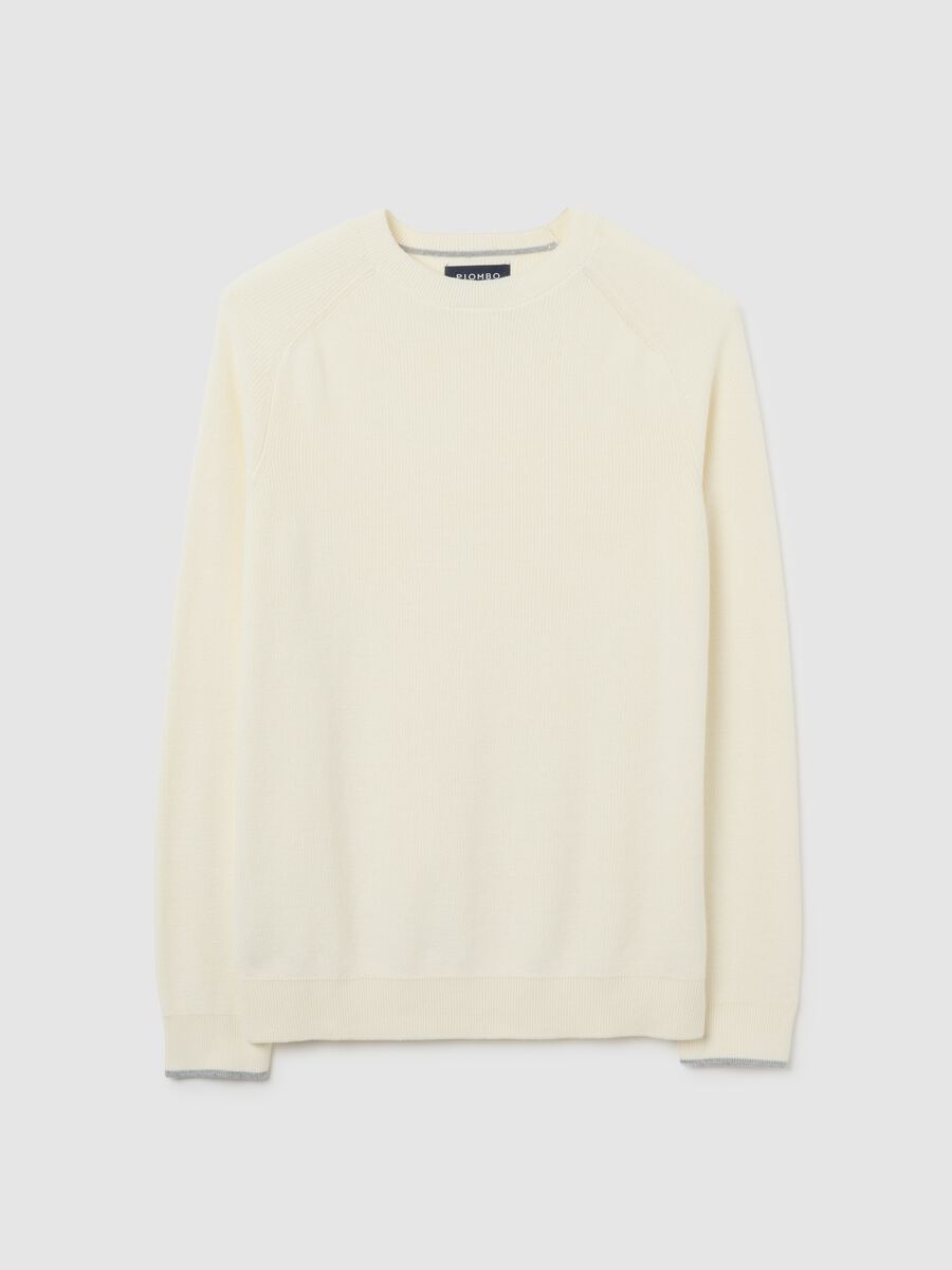 Beige pure cotton sweatshirt regular fit with crew neck_4