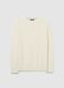 Beige pure cotton sweatshirt regular fit with crew neck_4