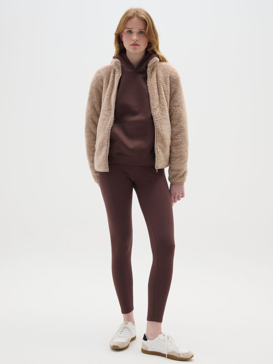 Felpa beige regular fit con zip_1