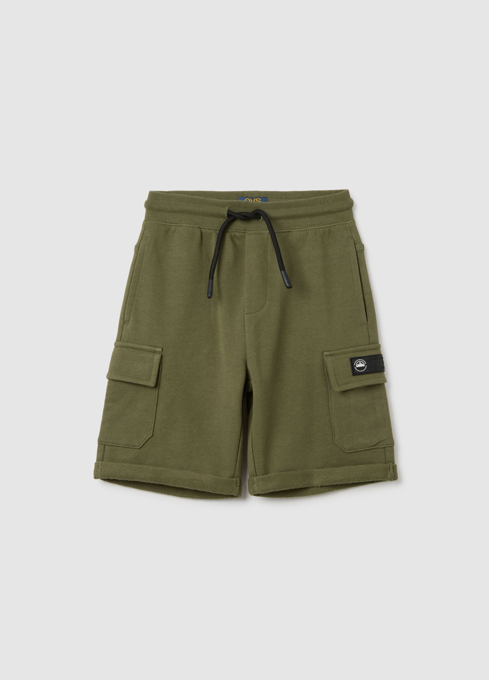 Child's green cotton regular fit Bermuda shorts