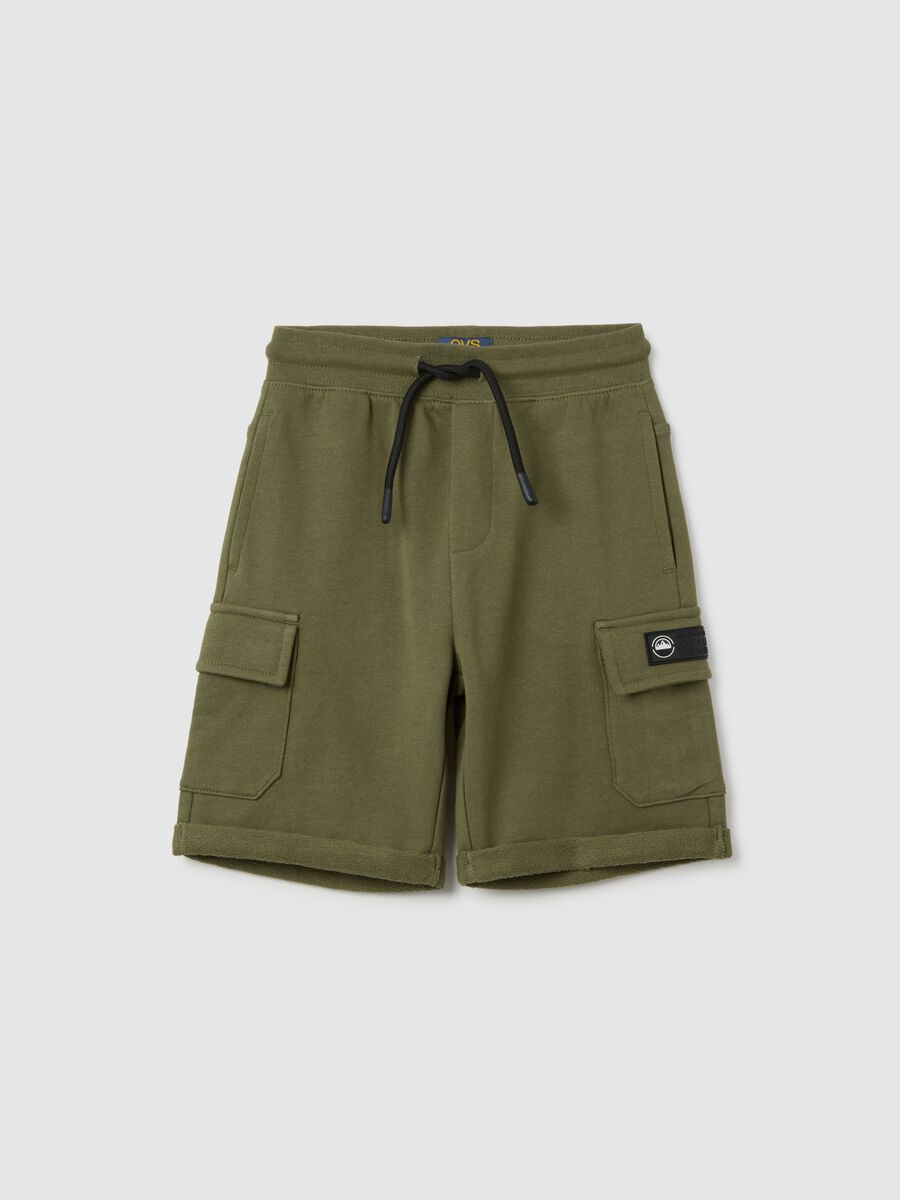 Child's green cotton regular fit Bermuda shorts_0