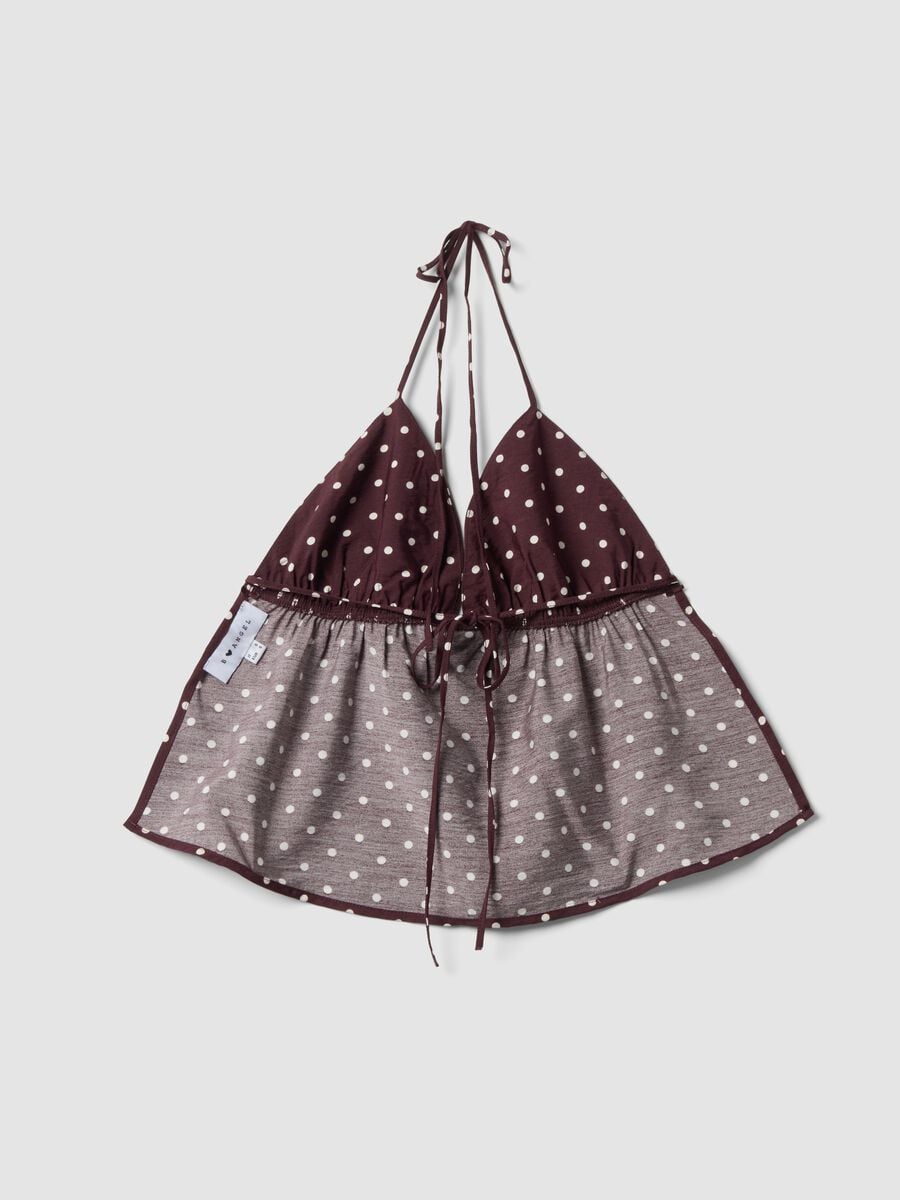 Brown polka-dot viscose-blend top_2
