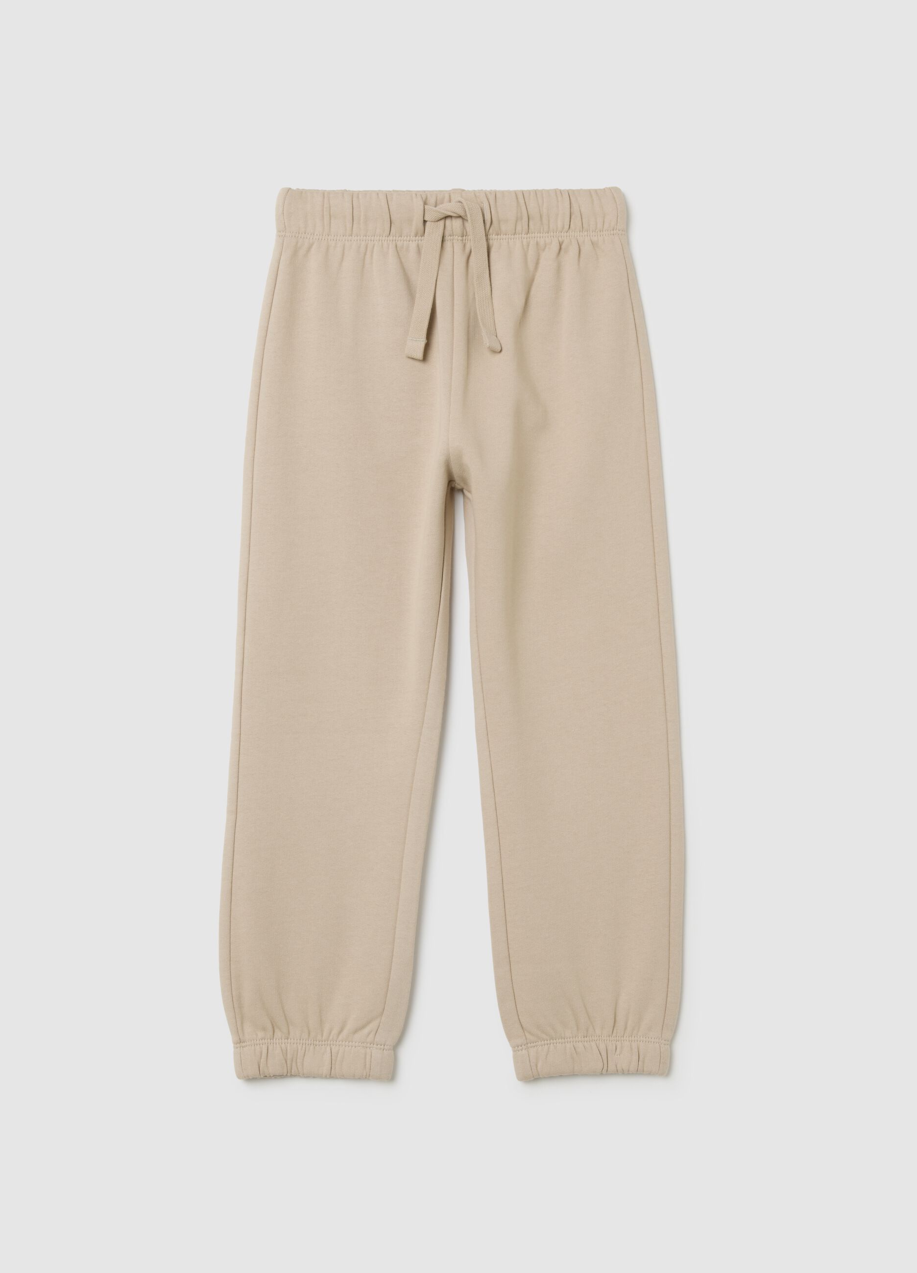 Boys' beige regular fit pure cotton trousers