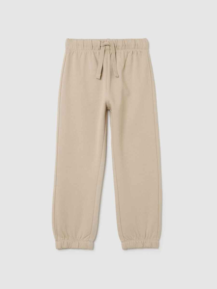 Boys' beige regular fit pure cotton trousers_0