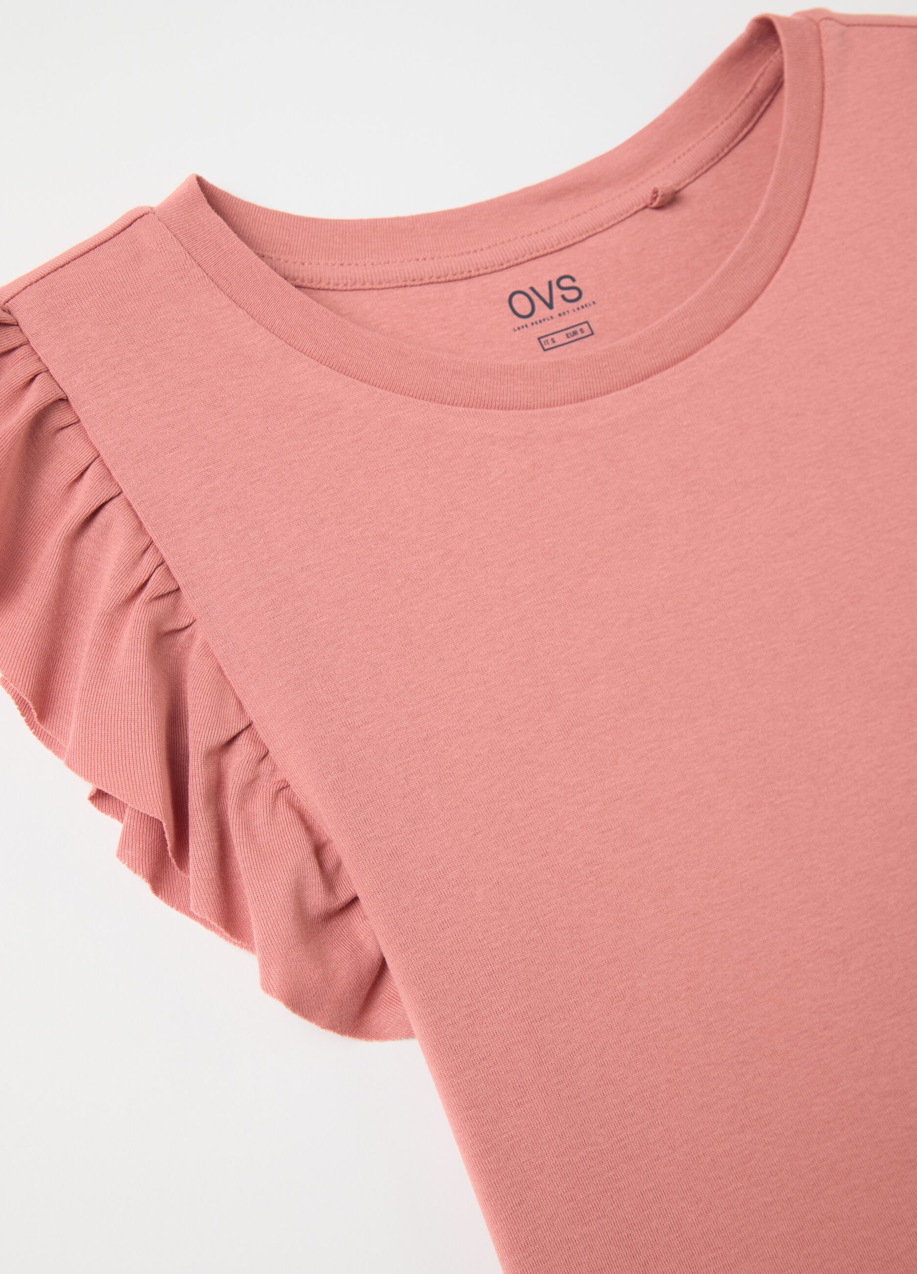 Pink T-shirt with ruffle sleeves by Ovs