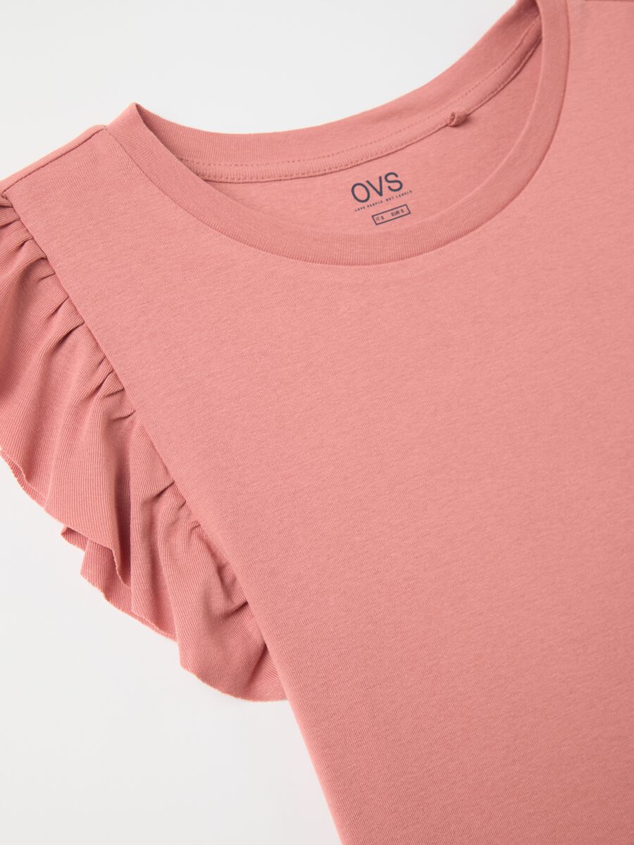 Pink T-shirt with ruffle sleeves by Ovs_5