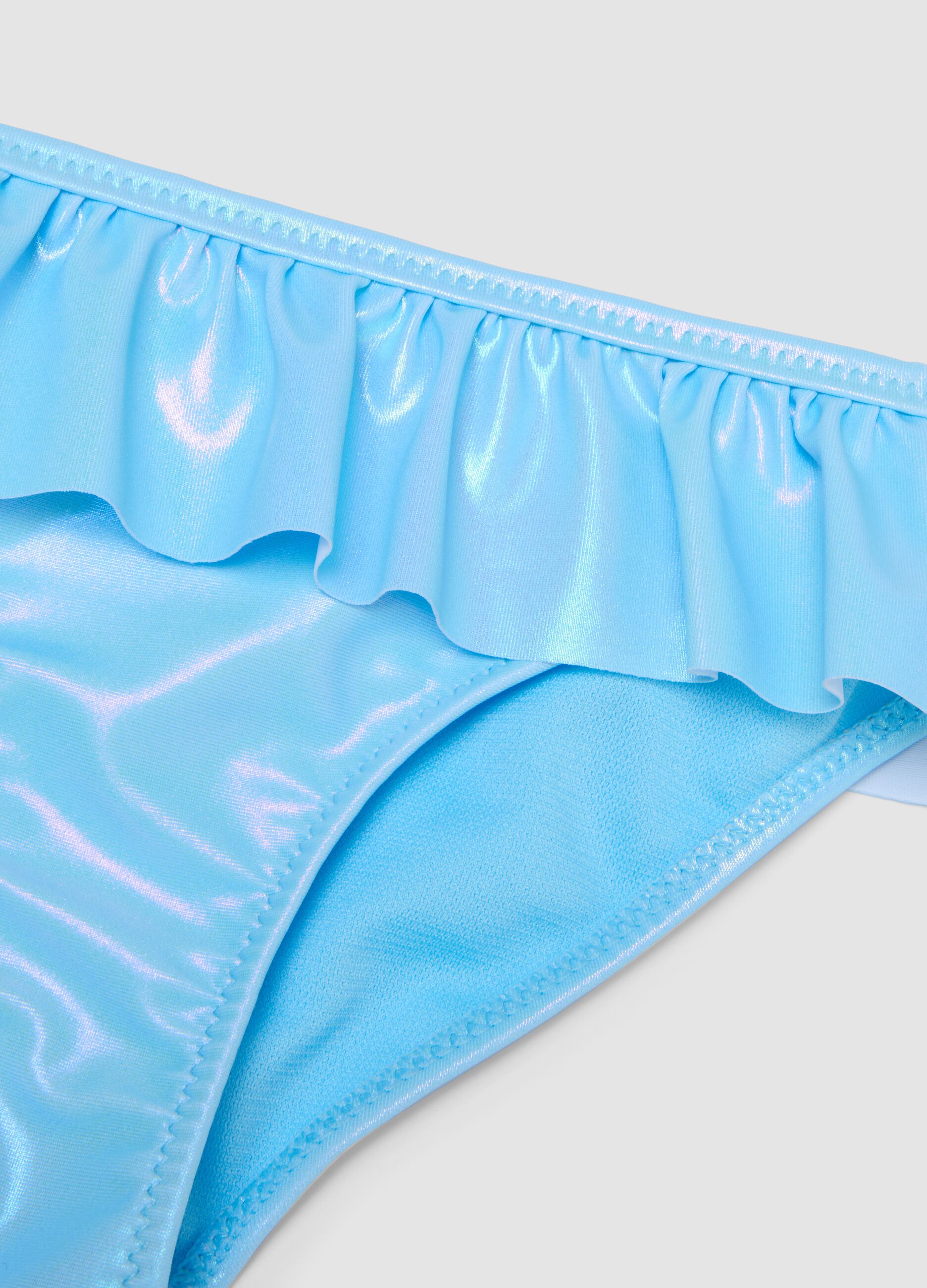 Blue stretch bikini with frills