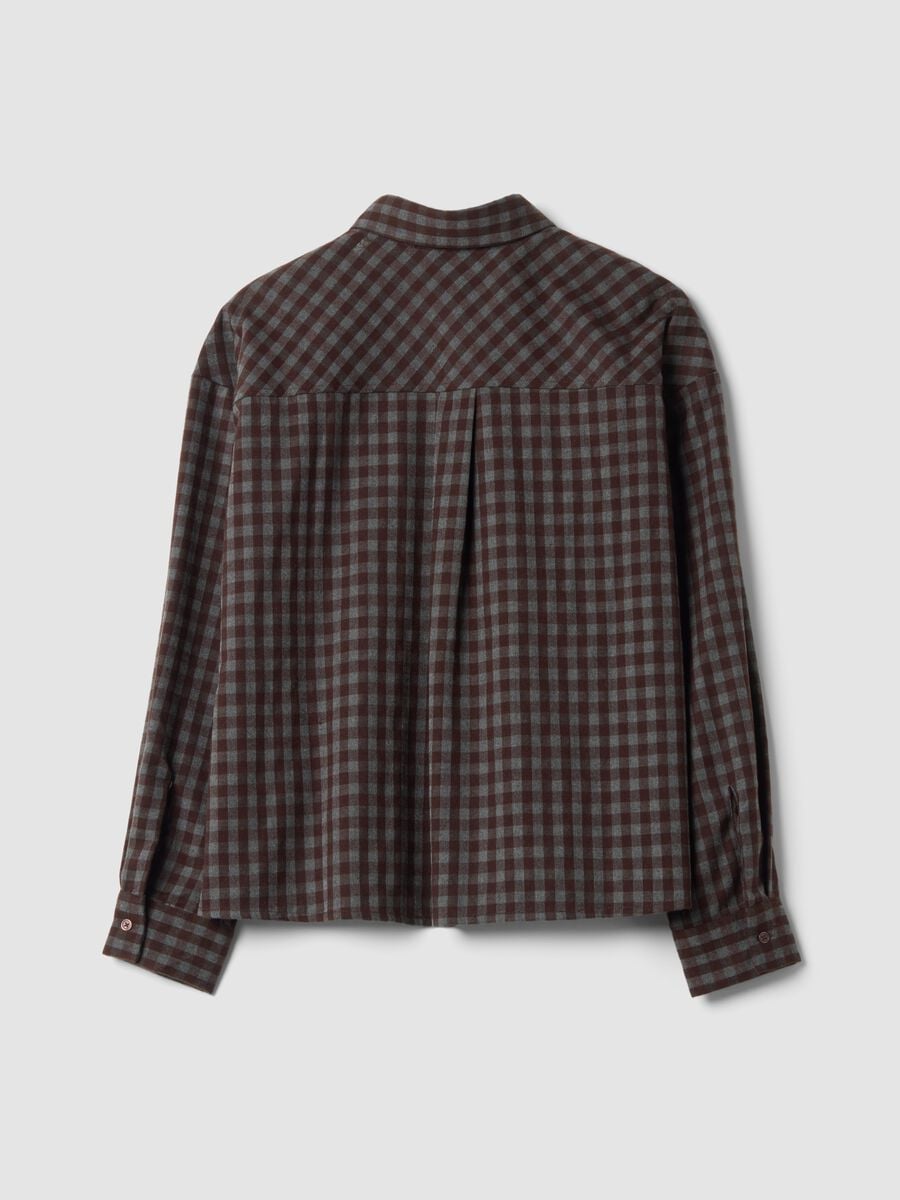 Camicia marrone a quadri in viscosa elasticizzata regular fit_2
