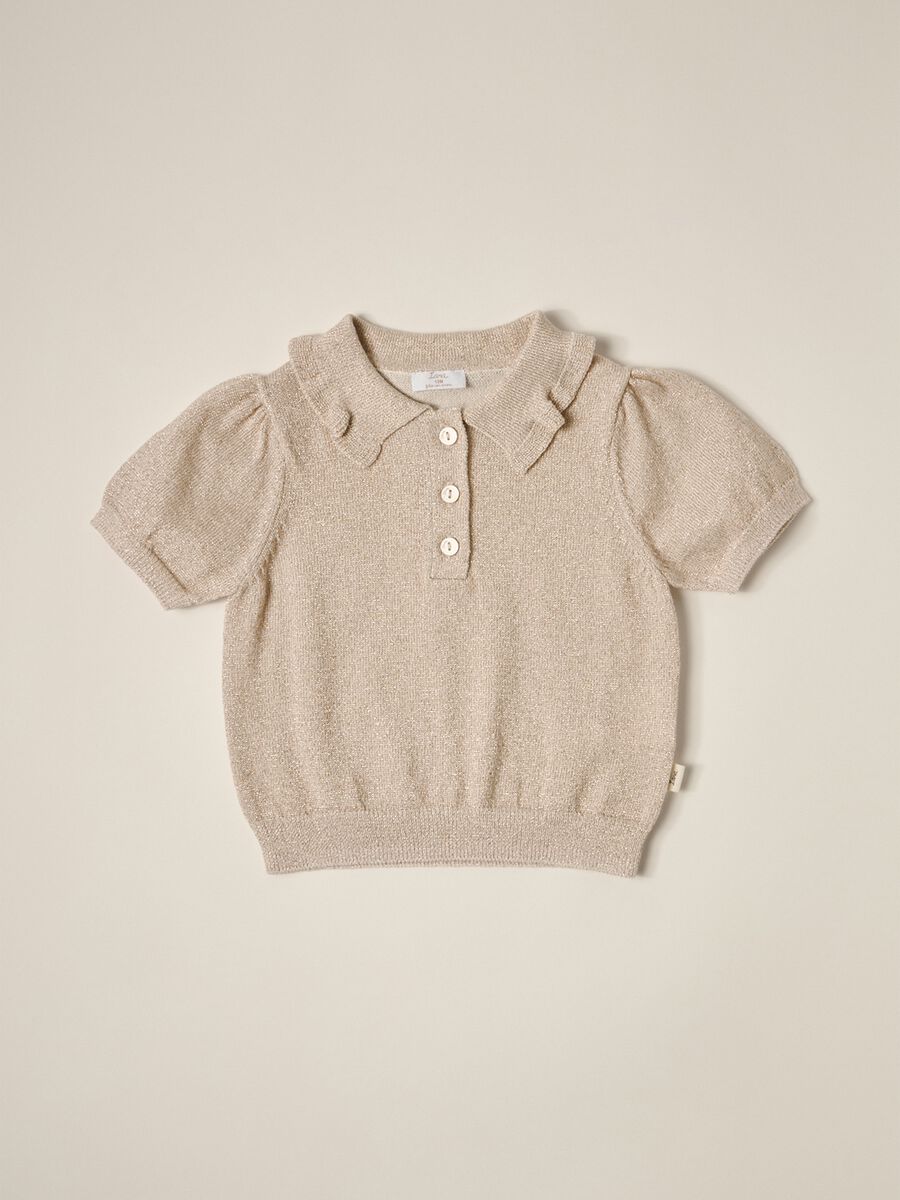 IANA newborn girl knit polo shirt in cotton blend_0