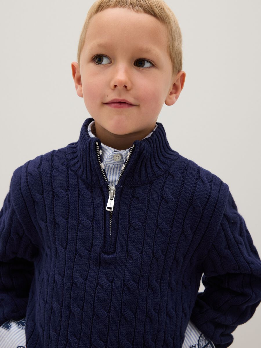 Children's oversized pure blue cotton sweater_2