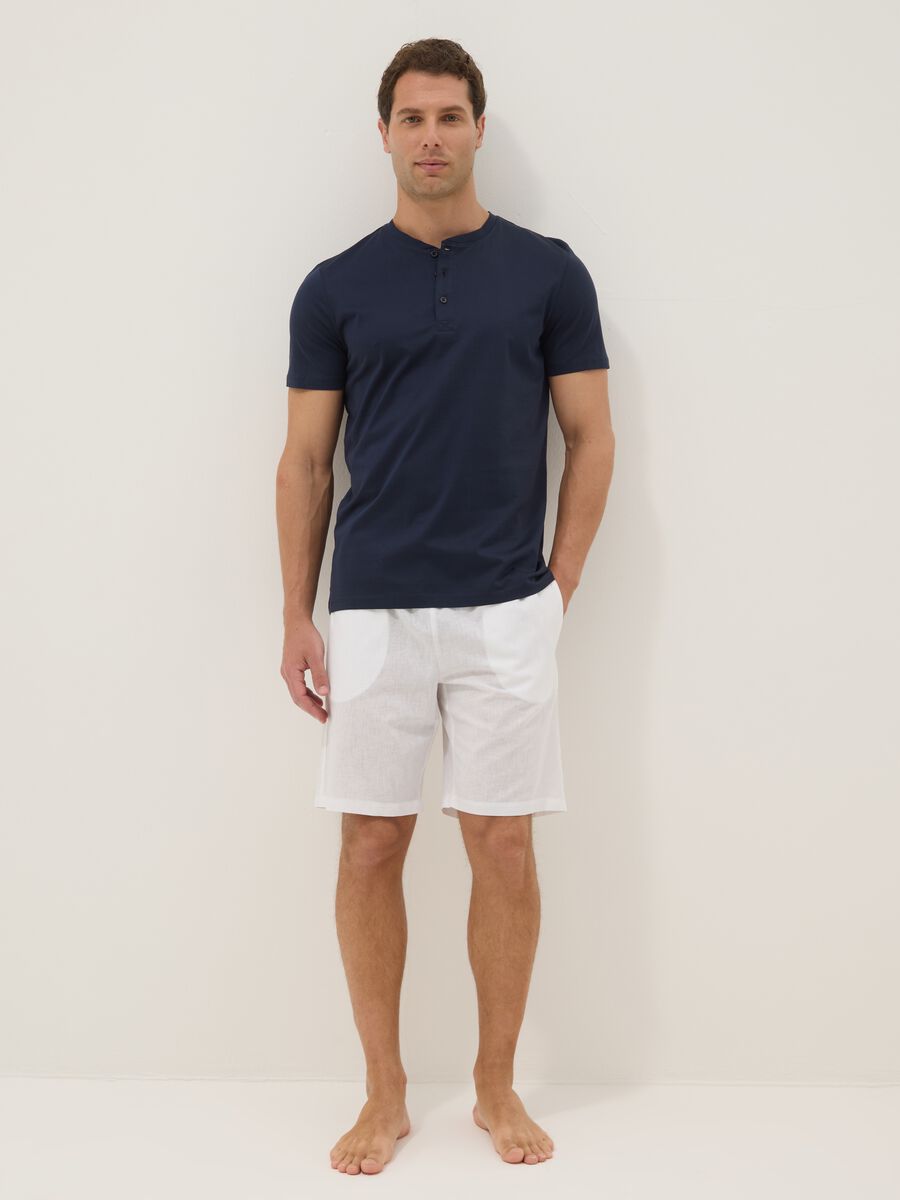 Blue pure cotton regular-fit T-shirt_1