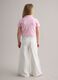 Girls' Wide Leg Pure Cotton White Trousers with Flowers_2