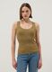 Brown viscose blend fitted tank top_0