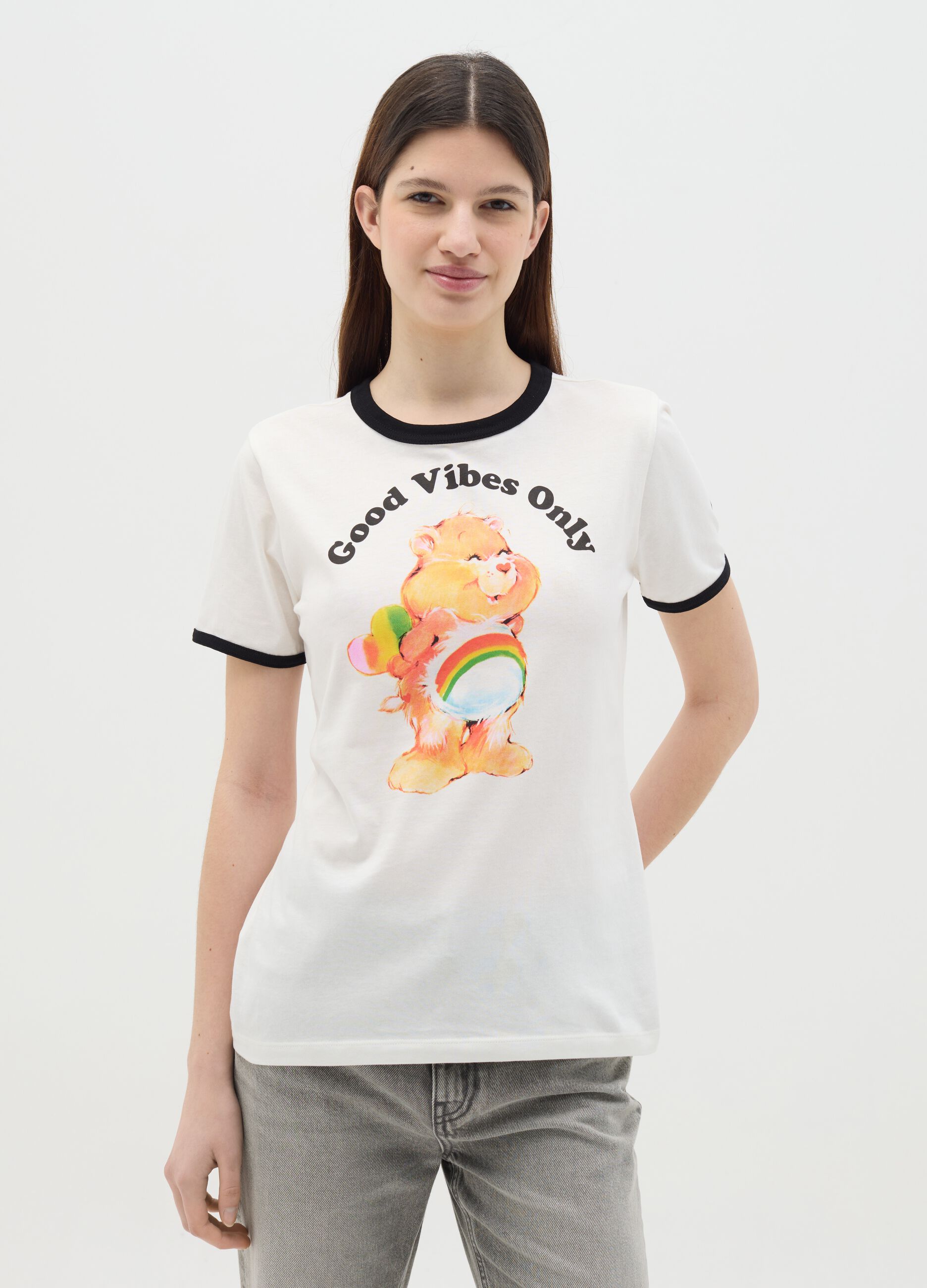 White T-shirt in cotton with Care Bears print