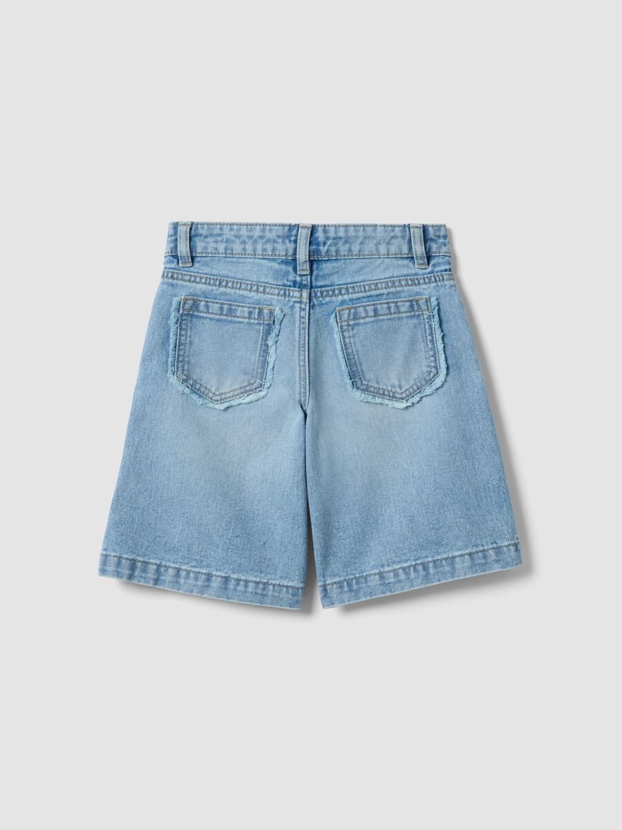 Girls' pure cotton denim blue shorts, regular fit_4
